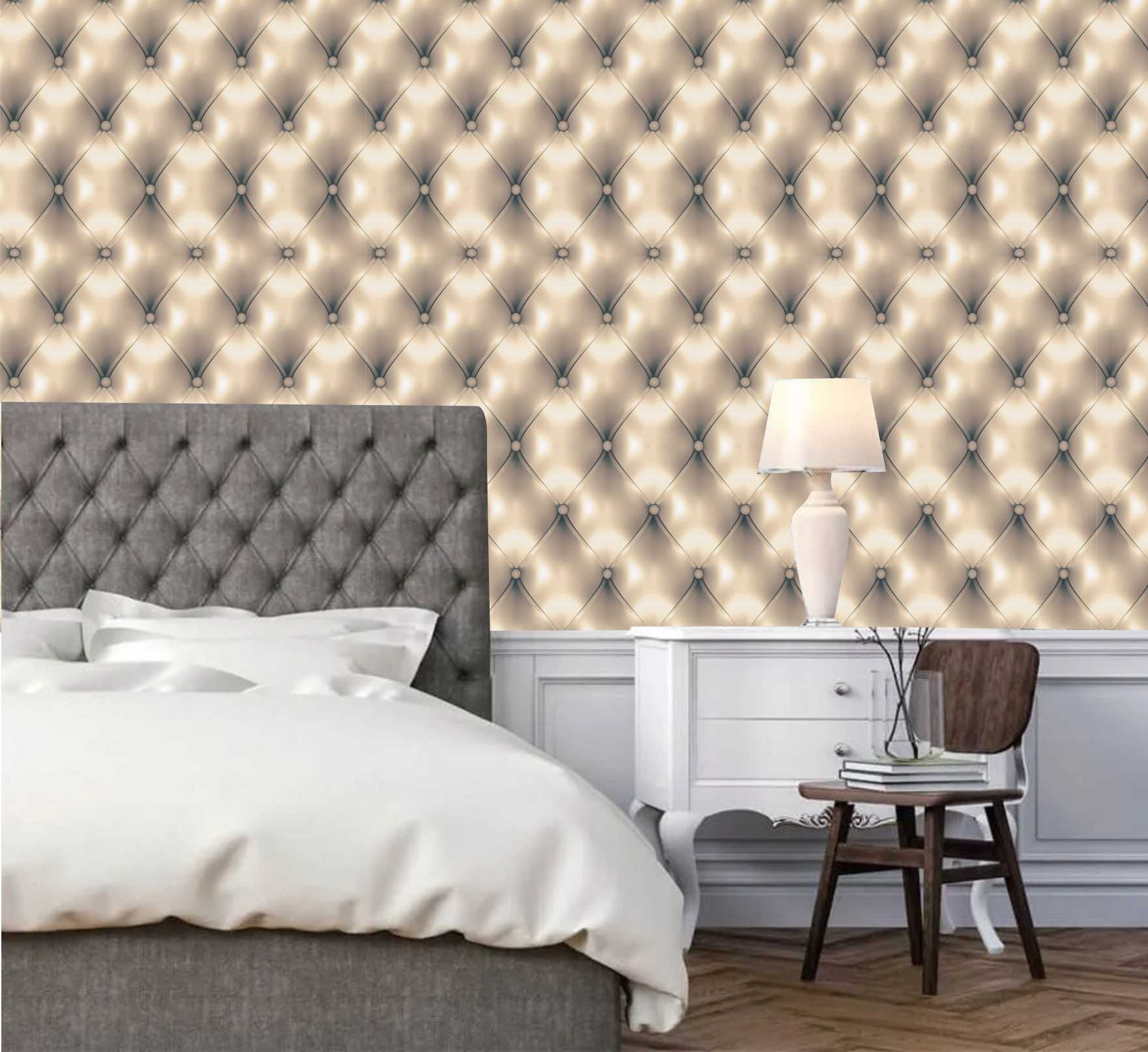 PAPEL DE PAREDE CAPITONE DOURADO