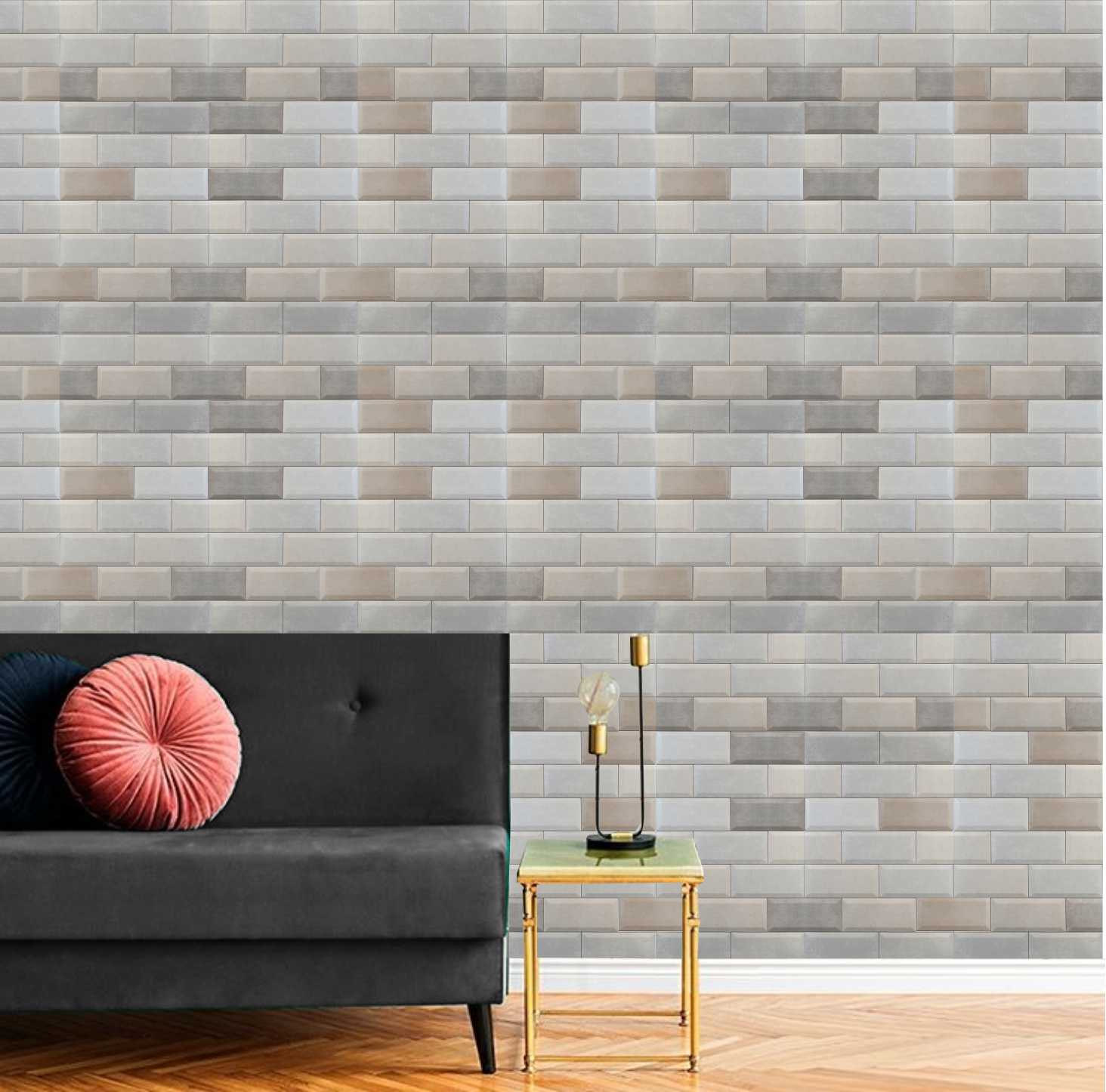 PAPEL DE PAREDE IMITANDO PEDRAS TONS DE CINZA E BEGE