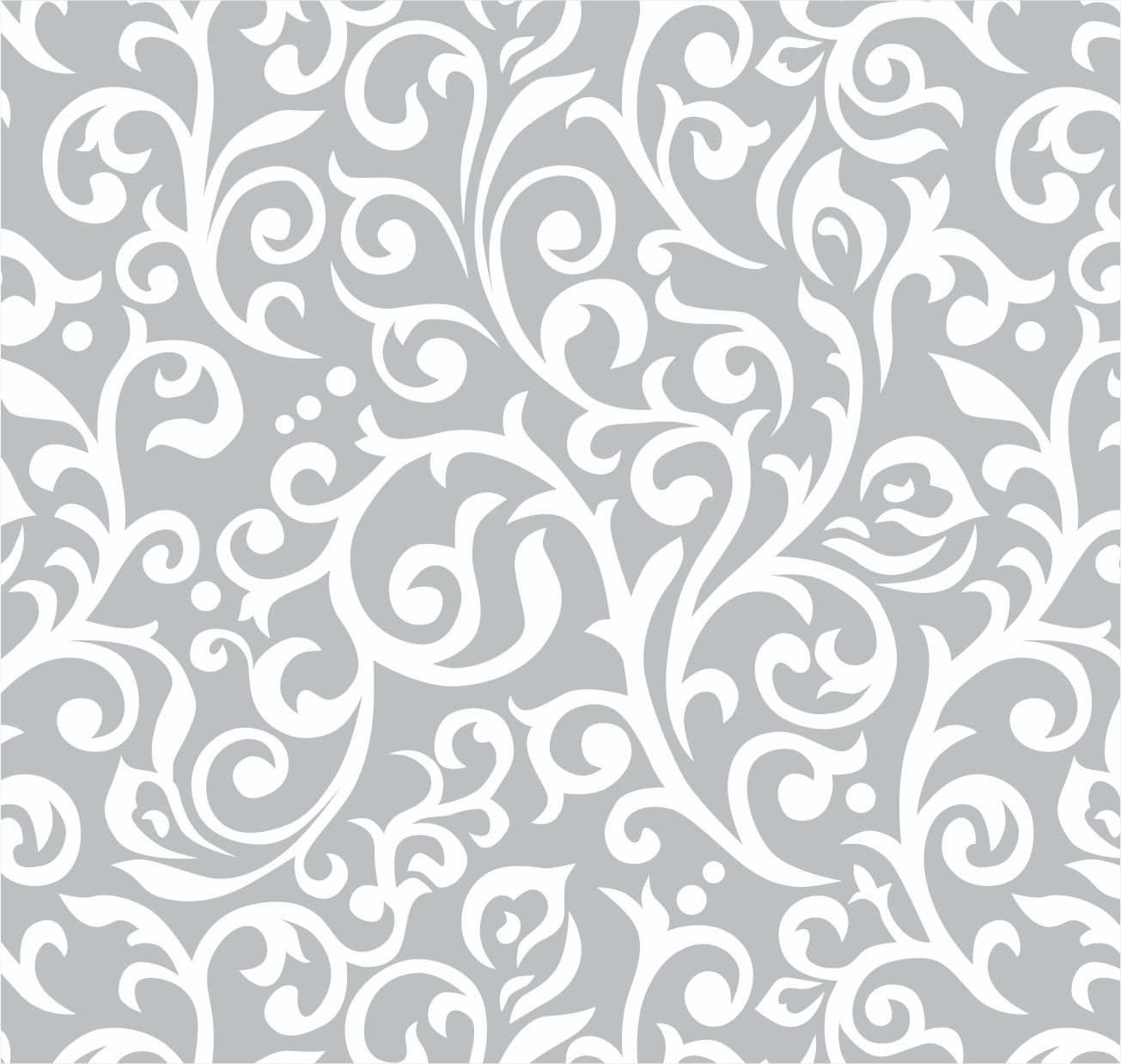 PAPEL DE PAREDE FLORAL ARABESCO BRANCO COM FUNDO CINZA