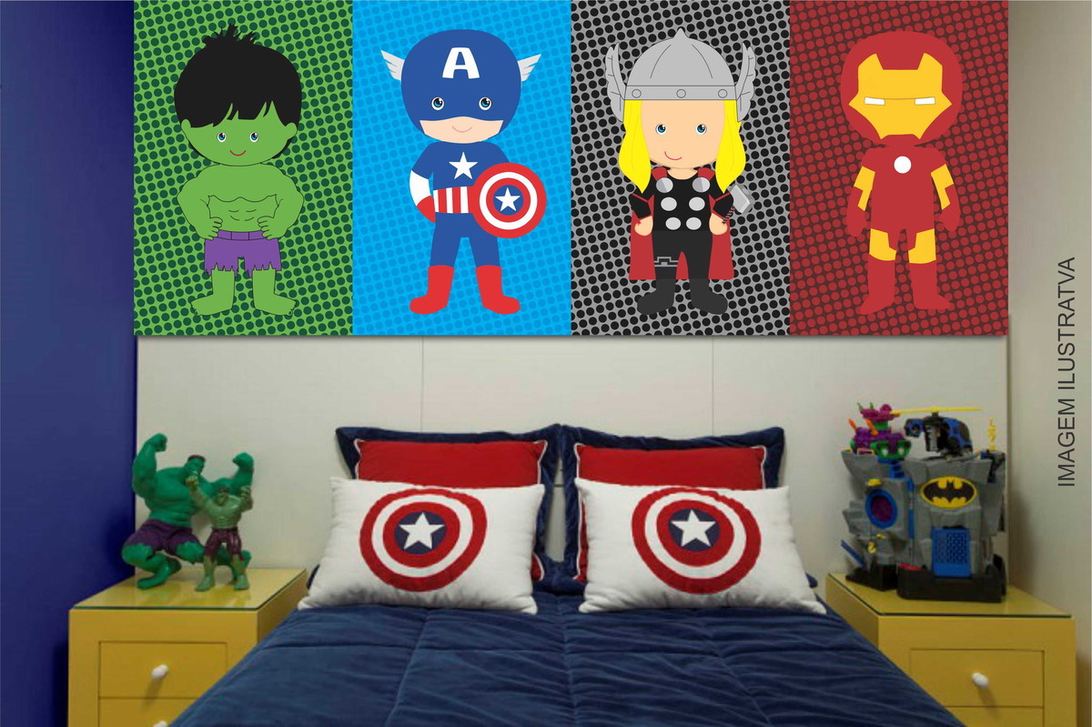 PAPEL PAREDE HERÓIS MAVEL INFANTIL