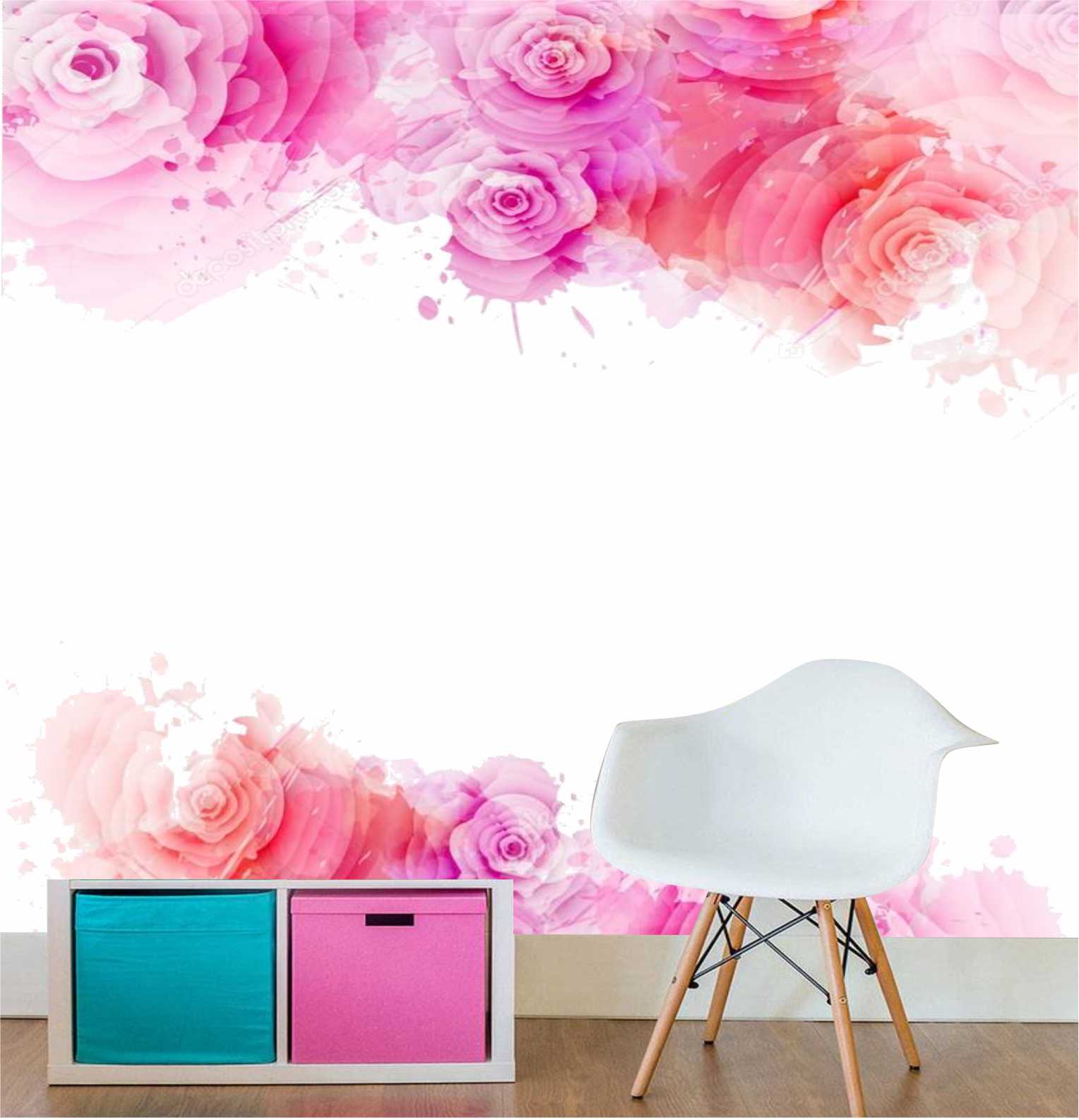 PAPEL DE PAREDE FLORES EM AQUARELA PINTURA