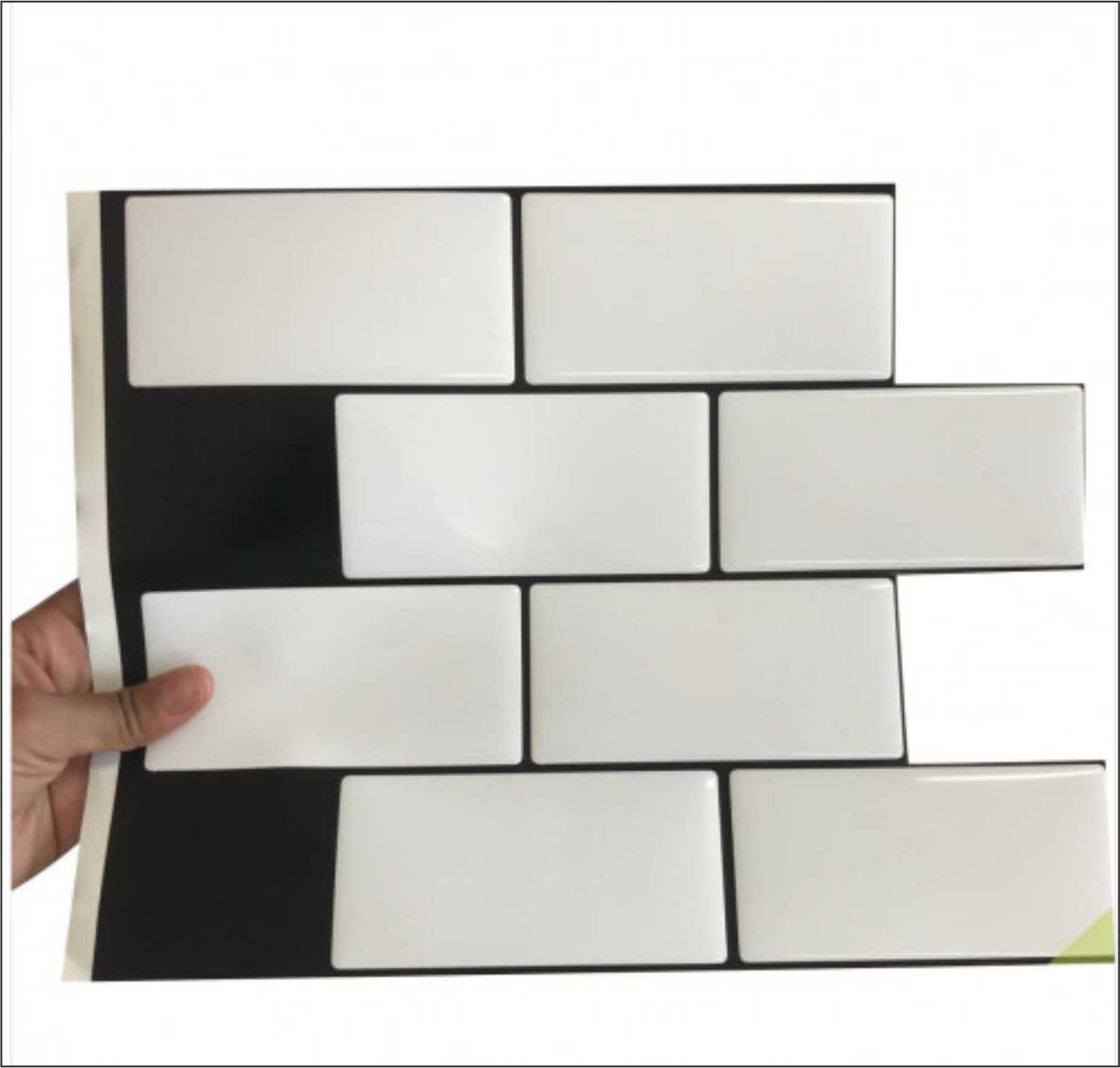 Placa de Pastilha Adesiva Resinada Branco Rejunte Preto - 35x35
