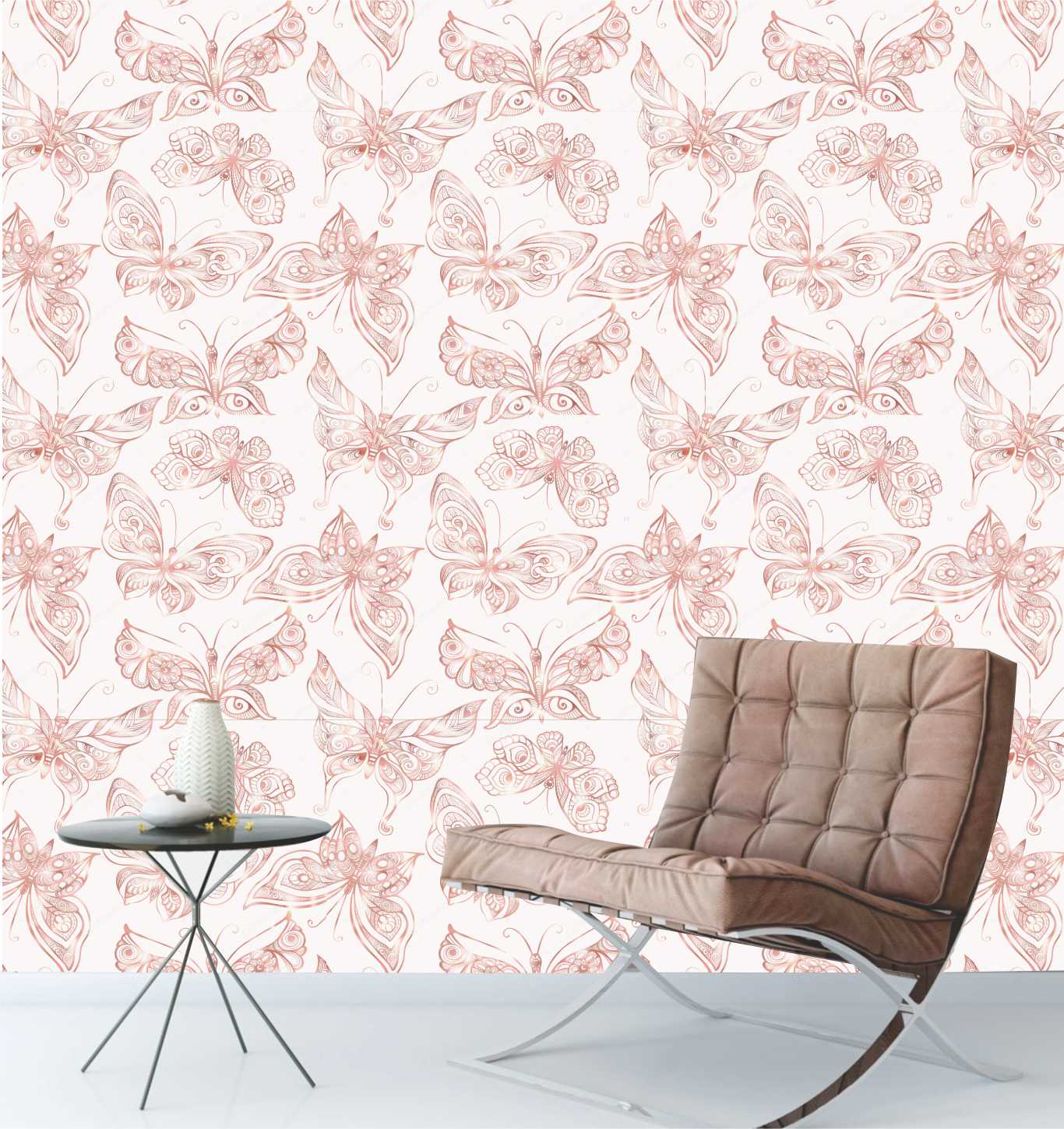PAPEL DE PAREDE BORBOLETAS COM TONS DE BEGE