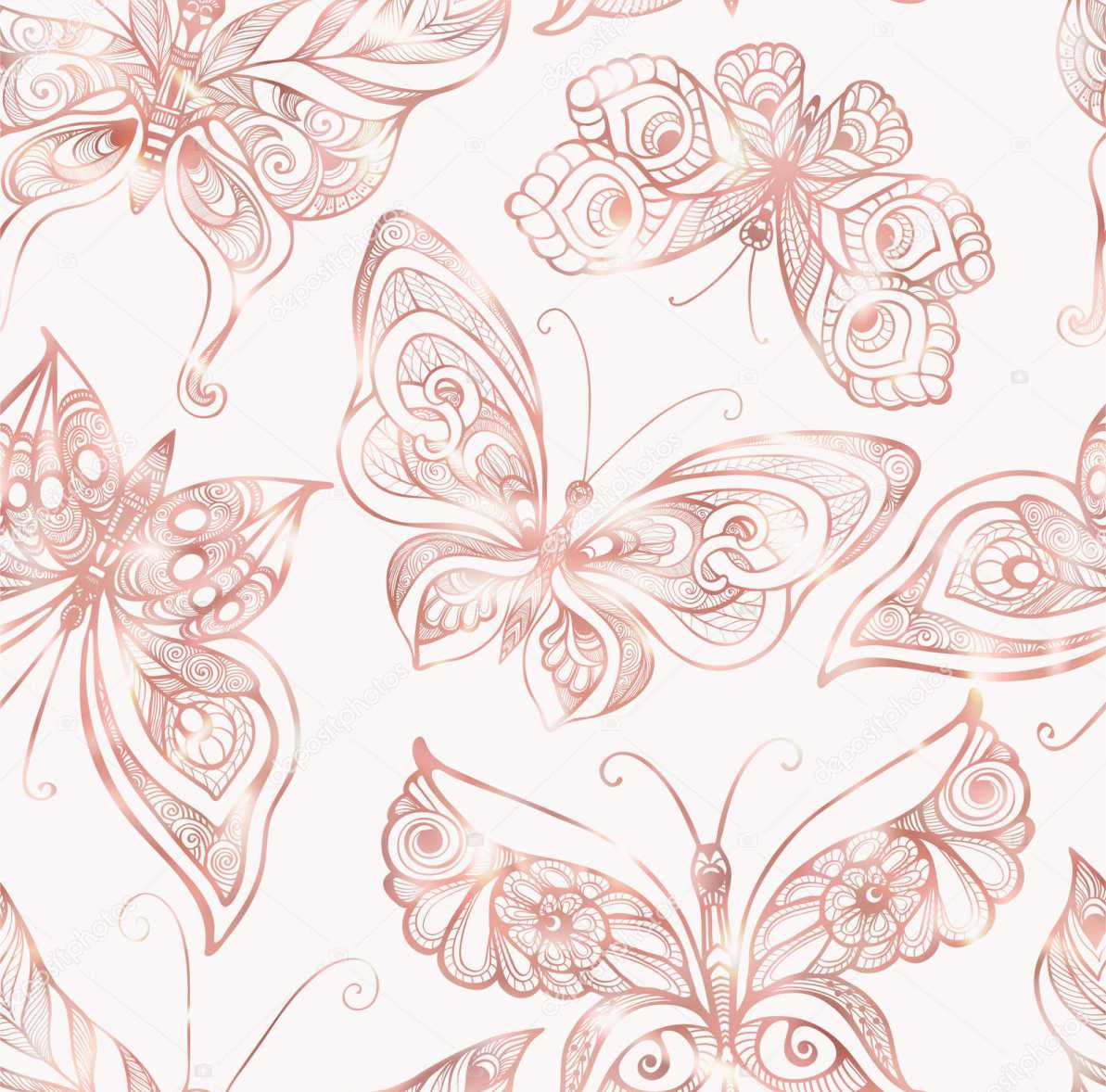 PAPEL DE PAREDE BORBOLETAS COM TONS DE BEGE