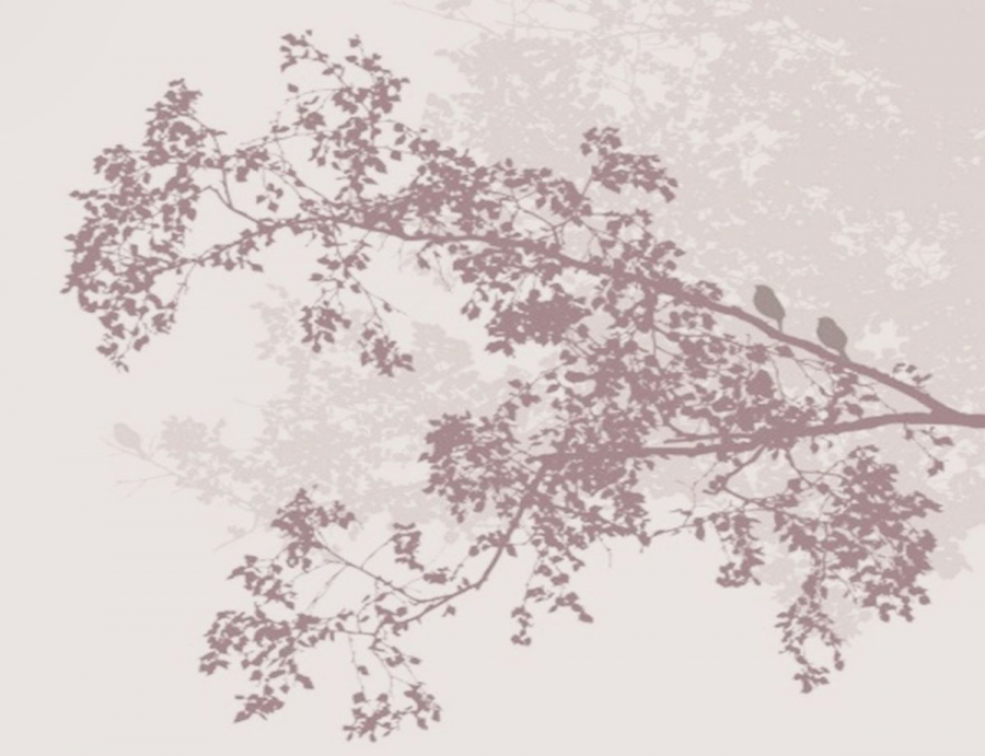 PAPEL DE PAREDE ARVORES FLORAIS TONS DE BEGE