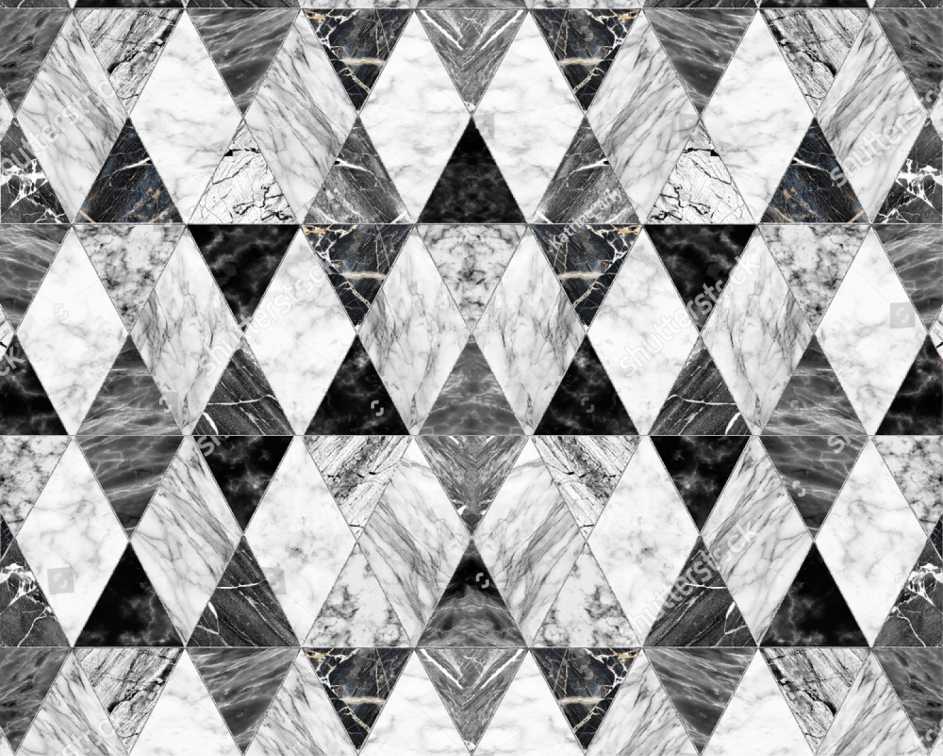 PAPEL PAREDE LAVÁVEL TRIANGULAR PRETO E BRANCO EFEITO MÁRMORE