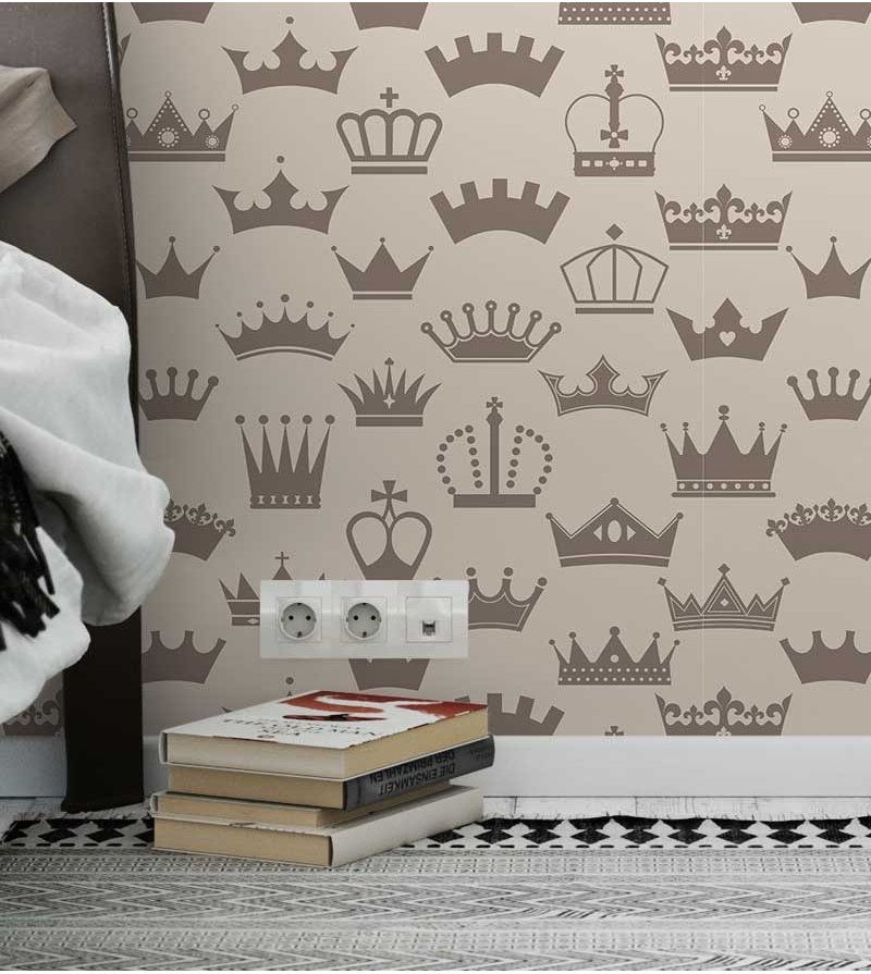 PAPEL PAREDE COROA TONS DE BEGE E MARROM