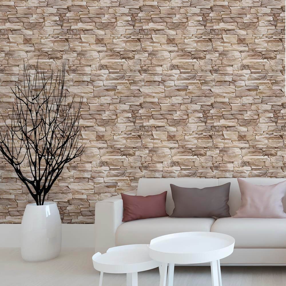 PAPEL DE PAREDE PEDRAS TONS DE BEGE
