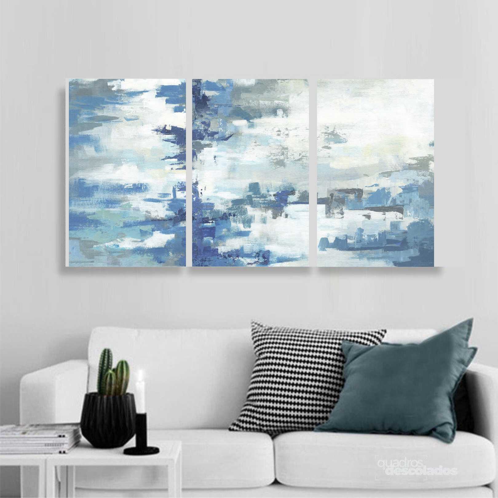 QUADRO ABSTRATO PINTURA 3 PARTES - 160 X 70