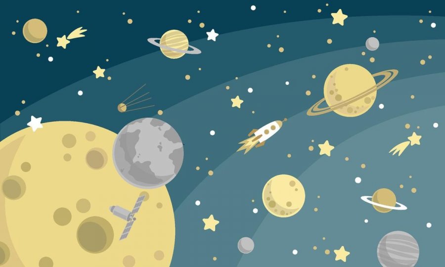 PAPEL PAREDE ASTRONAUTA E PLANETAS