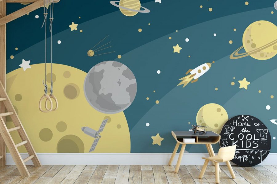 PAPEL PAREDE ASTRONAUTA E PLANETAS