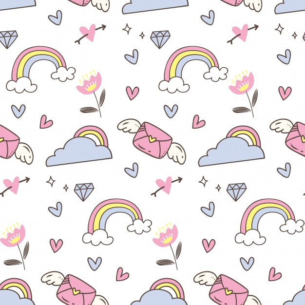 PAPEL DE PAREDE NUVENS ARCO IRES E FLORES