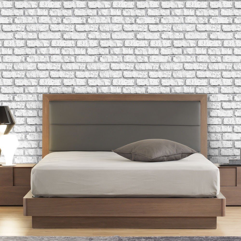 PAPEL DE PAREDE TIJOLO BRANCO RUSTICO + PERSIANA ROLO QUARTO FILHO