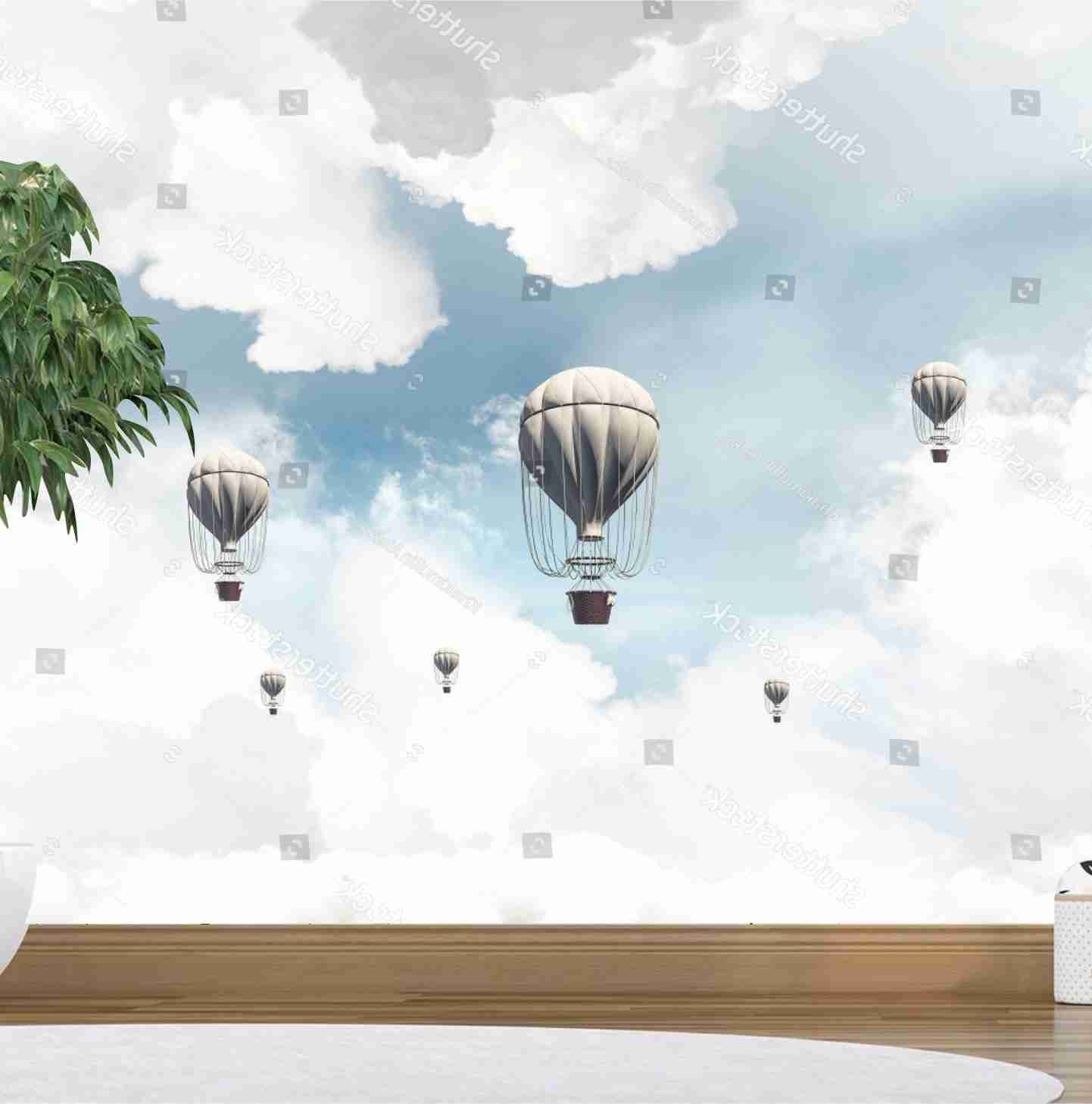 PAPEL PAREDE BALÕES CEU AZUL COM NUVENS