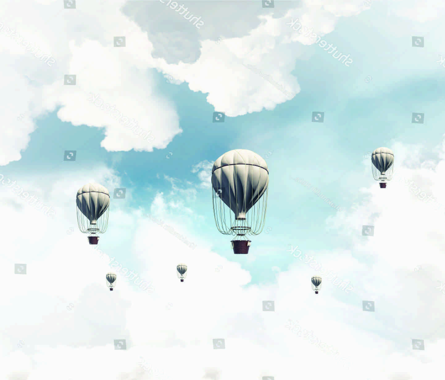 PAPEL PAREDE BALÕES CEU AZUL COM NUVENS