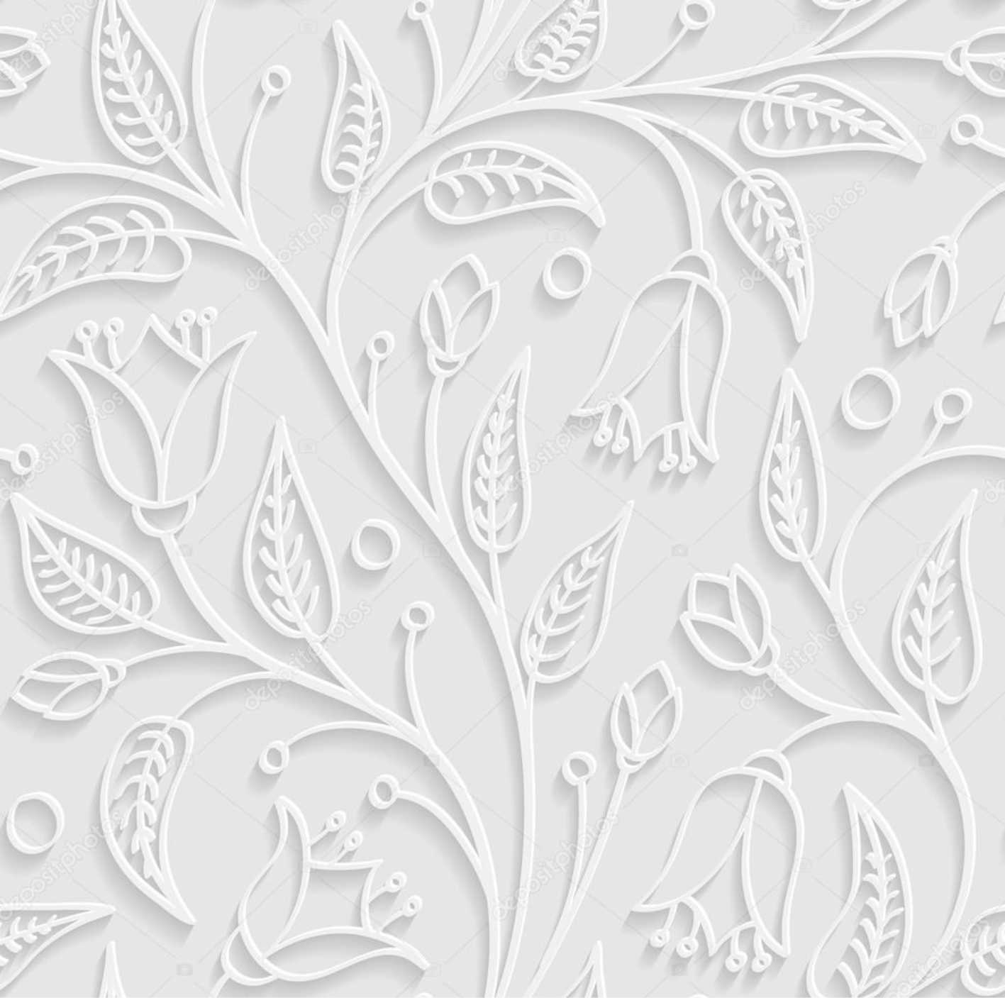 PAPEL PAREDE FLORAL EFEITO 3D TONS DE CINZA E BRANCO