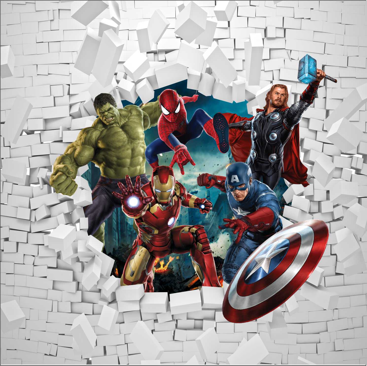 PAPEL DE PAREDE VINGADORES PAREDE 3D TIJOLOS
