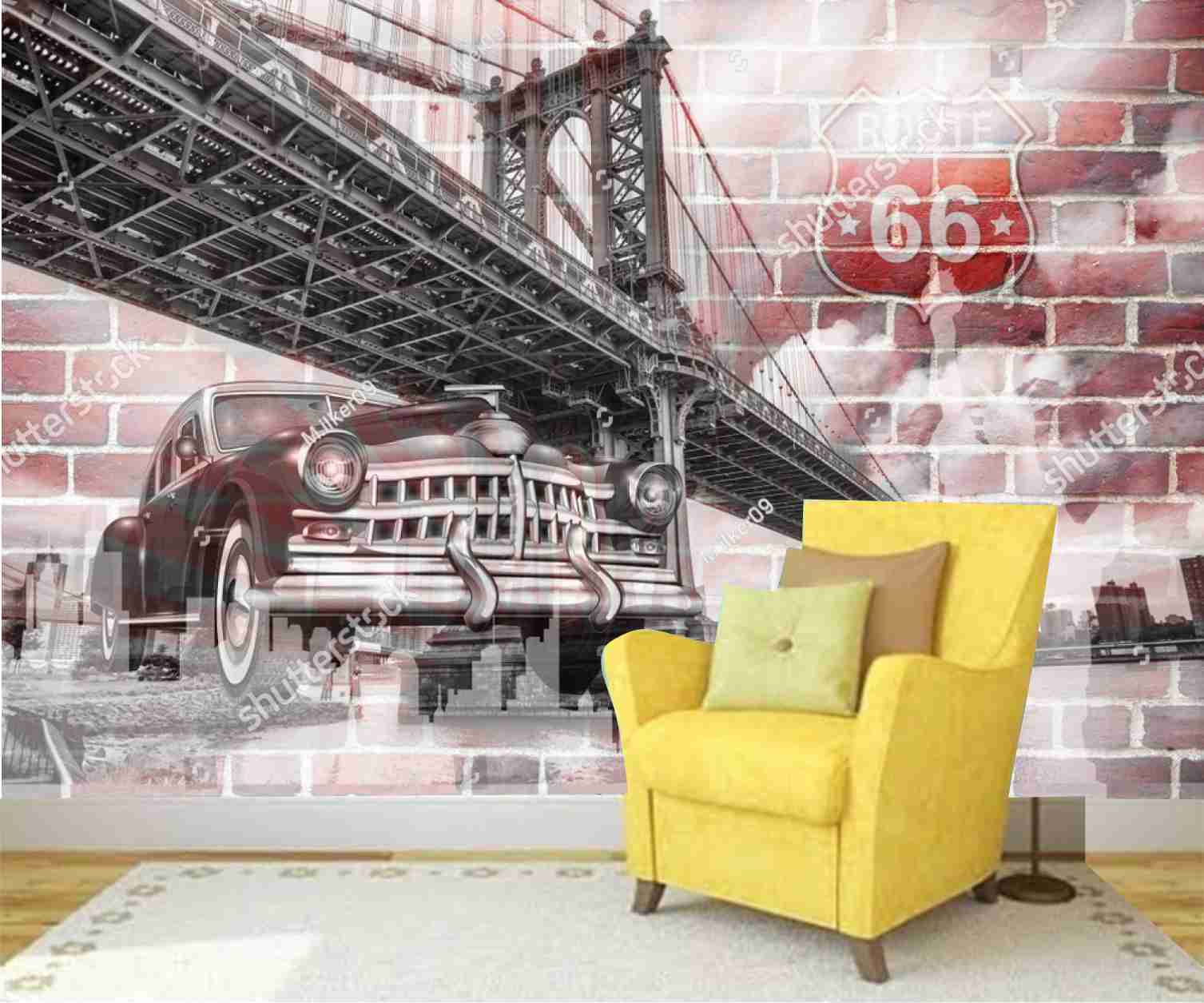 PAPEL PAREDE VINTAGE PONTE DE brooklyn - ROTA 66