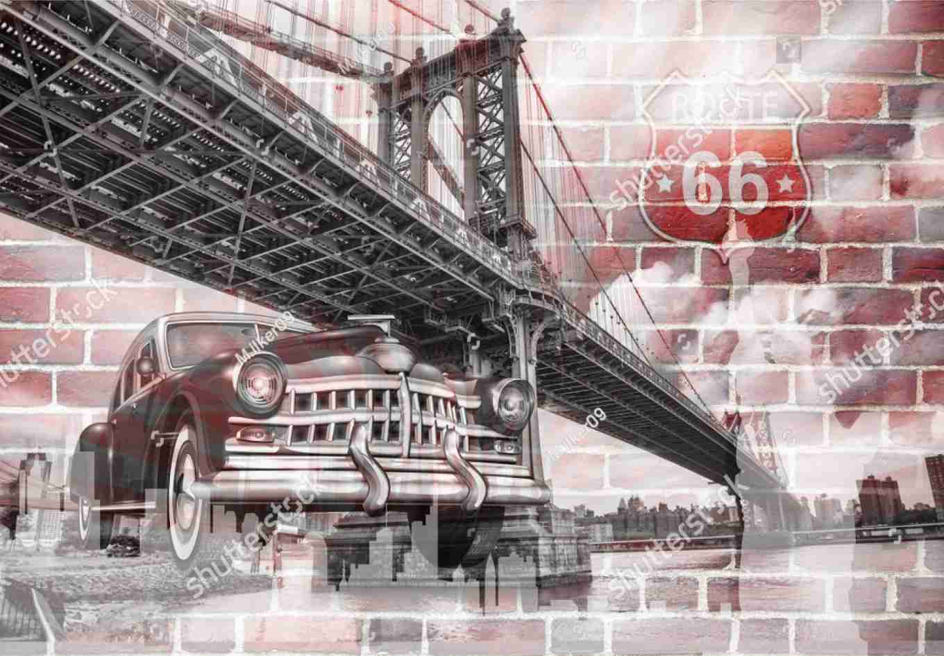 PAPEL PAREDE VINTAGE PONTE DE brooklyn - ROTA 66
