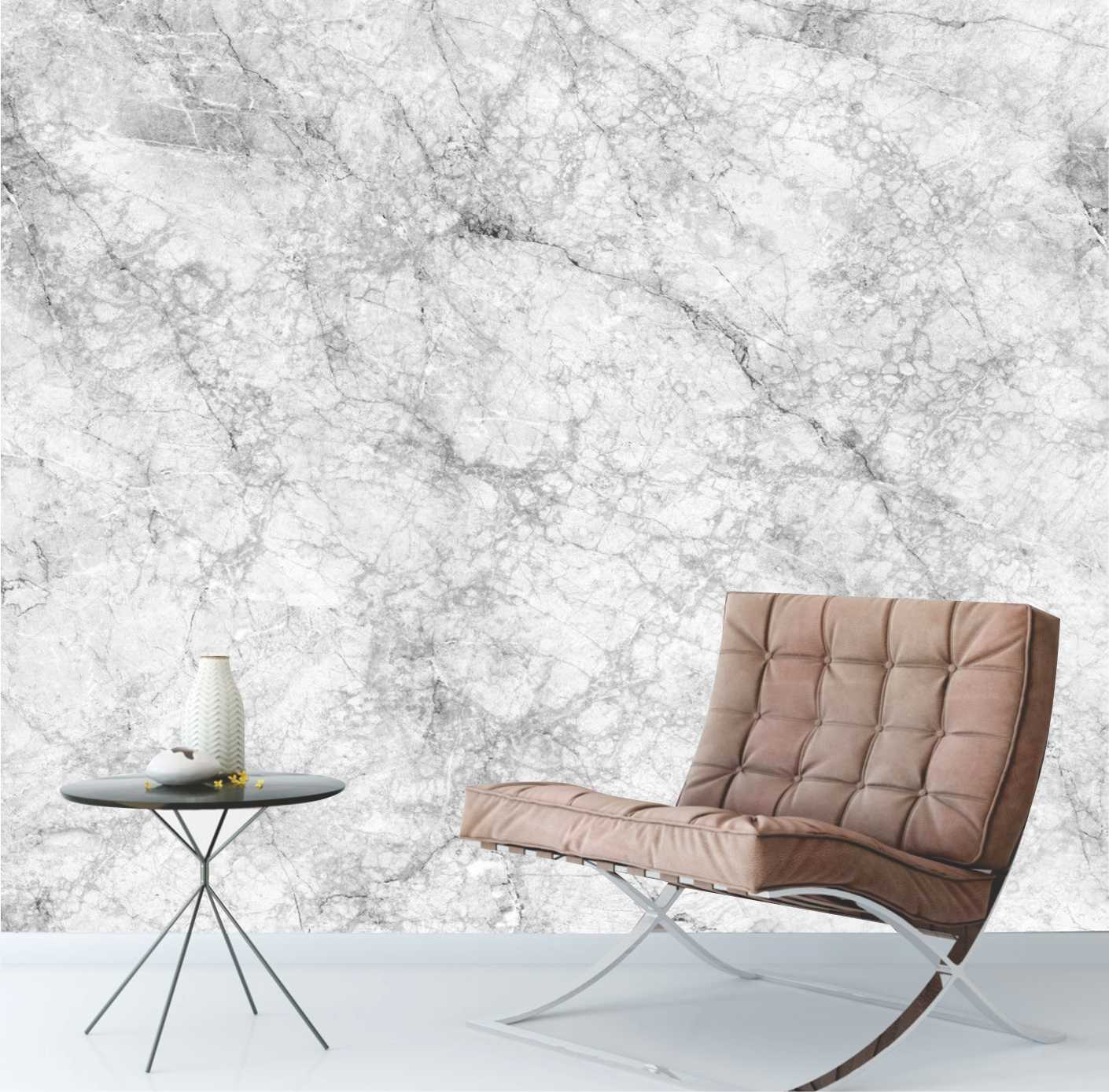 PAPEL PAREDE PEDRA MÁRMORE BRANCO CINZA