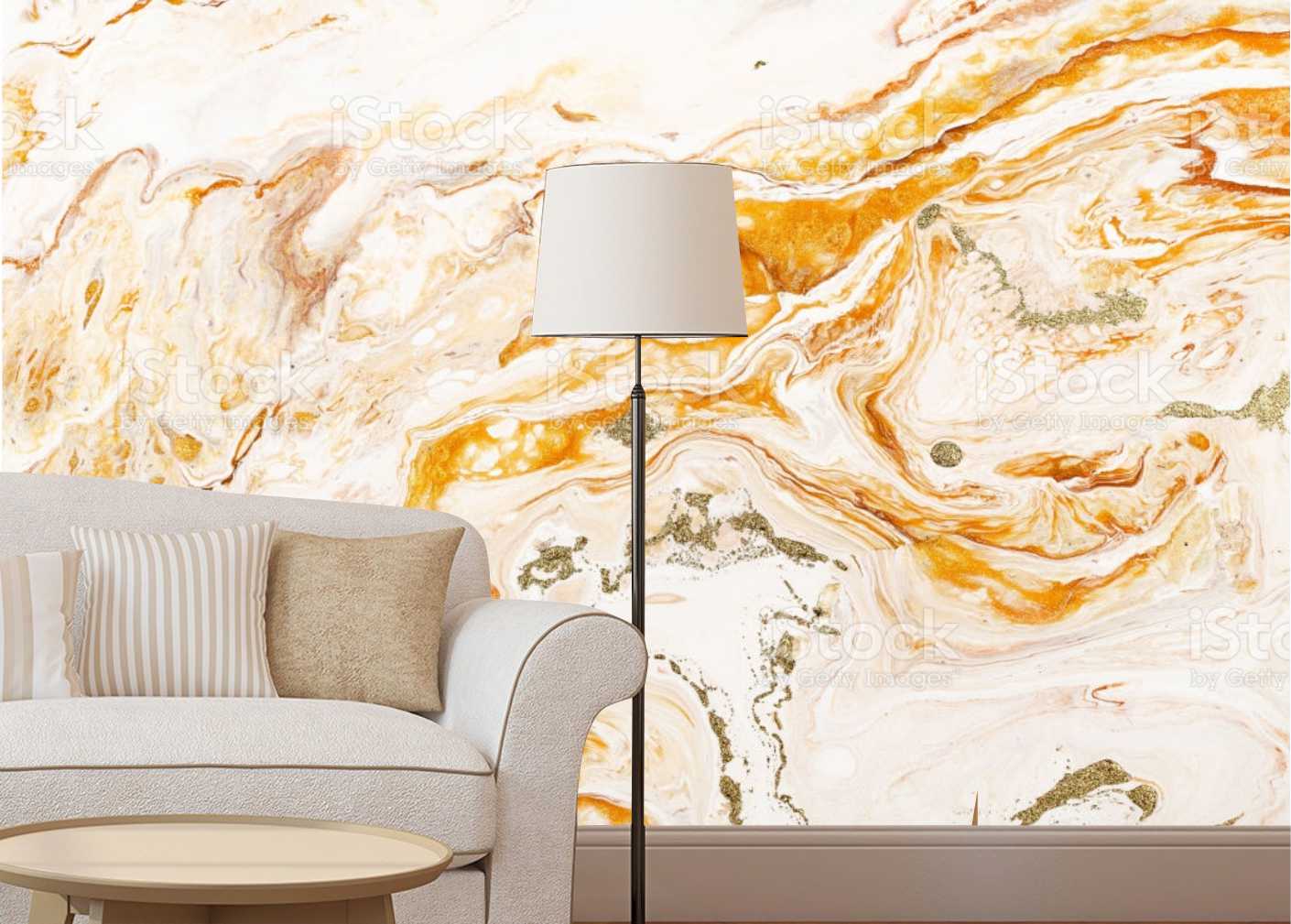 PAPEL DE PAREDE EFEITO MÁRMORE AMARELO BEGE