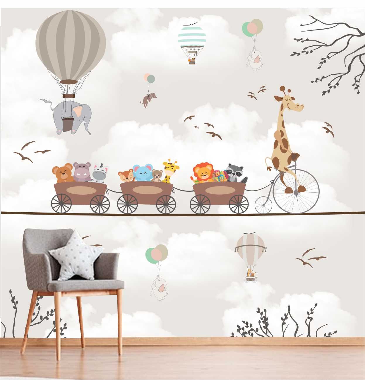 PAPEL PAREDE ANIMAIS SAFARI NA CORDA