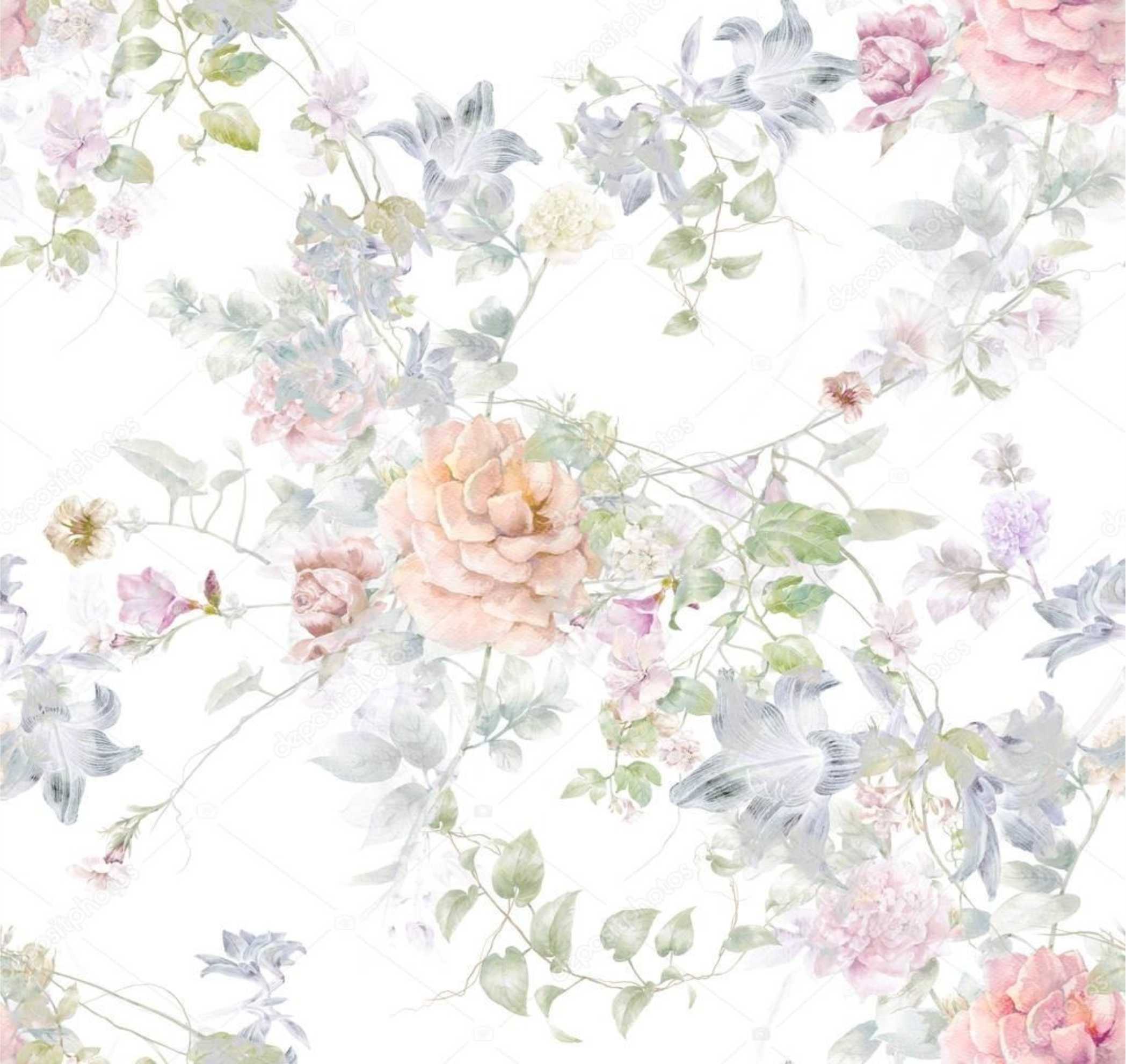 PAPEL DE PAREDE FLORAL VINTAGE