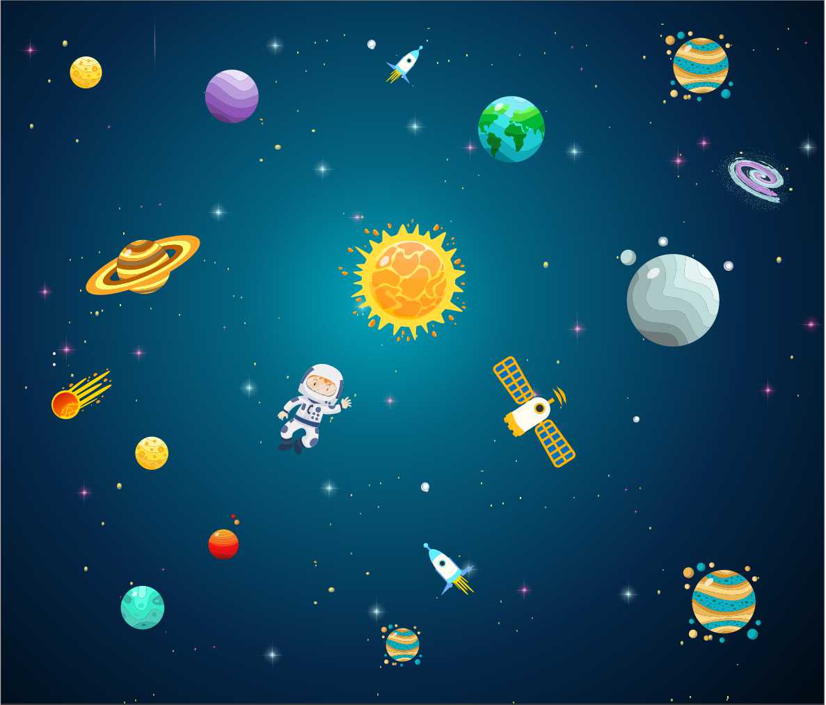 PAPEL DE PAREDE ASTRONAUTAS ESPAÇO SIDERAL FOGUETE
