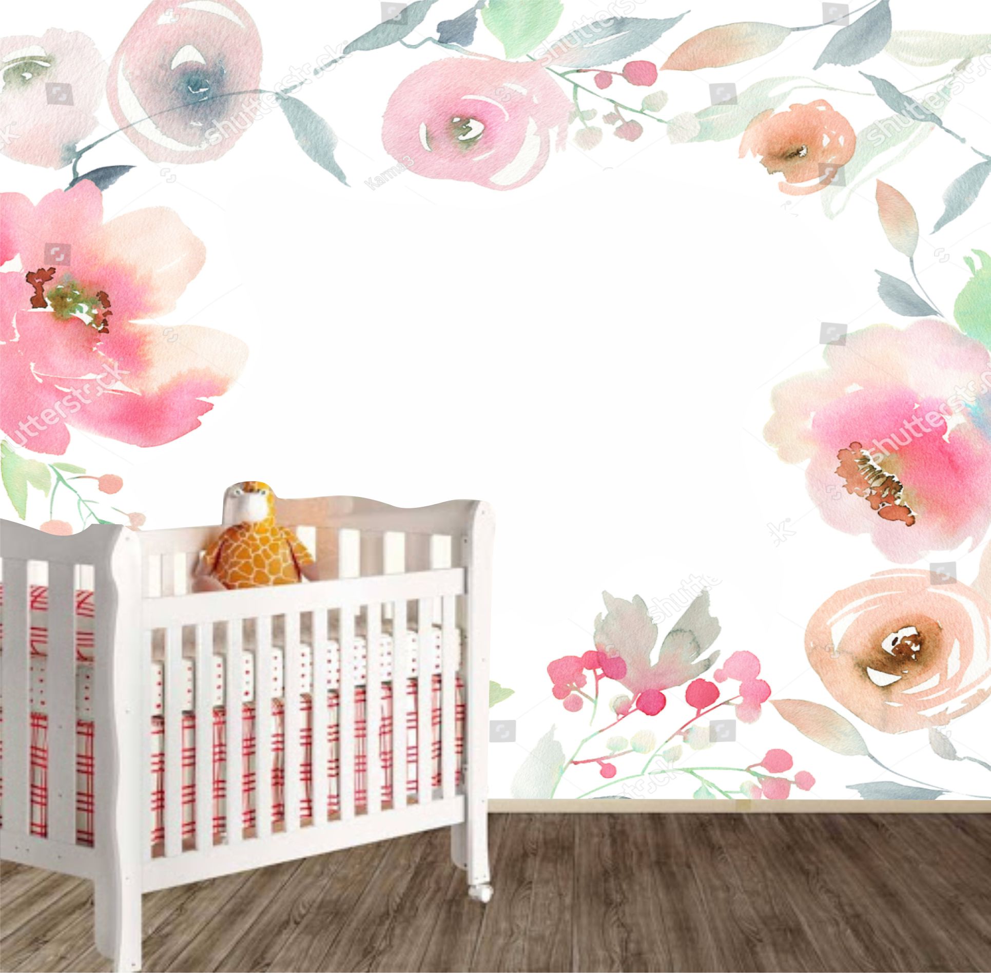 PAPEL DE PAREDE FLORAL AQUARELA FLORES E FOLHAS