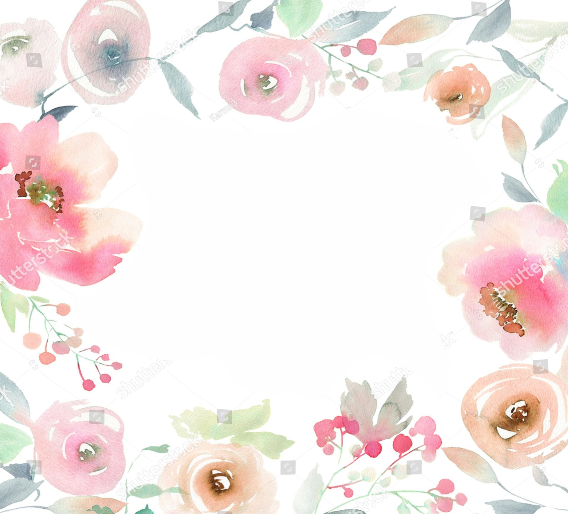 PAPEL DE PAREDE FLORAL AQUARELA FLORES E FOLHAS