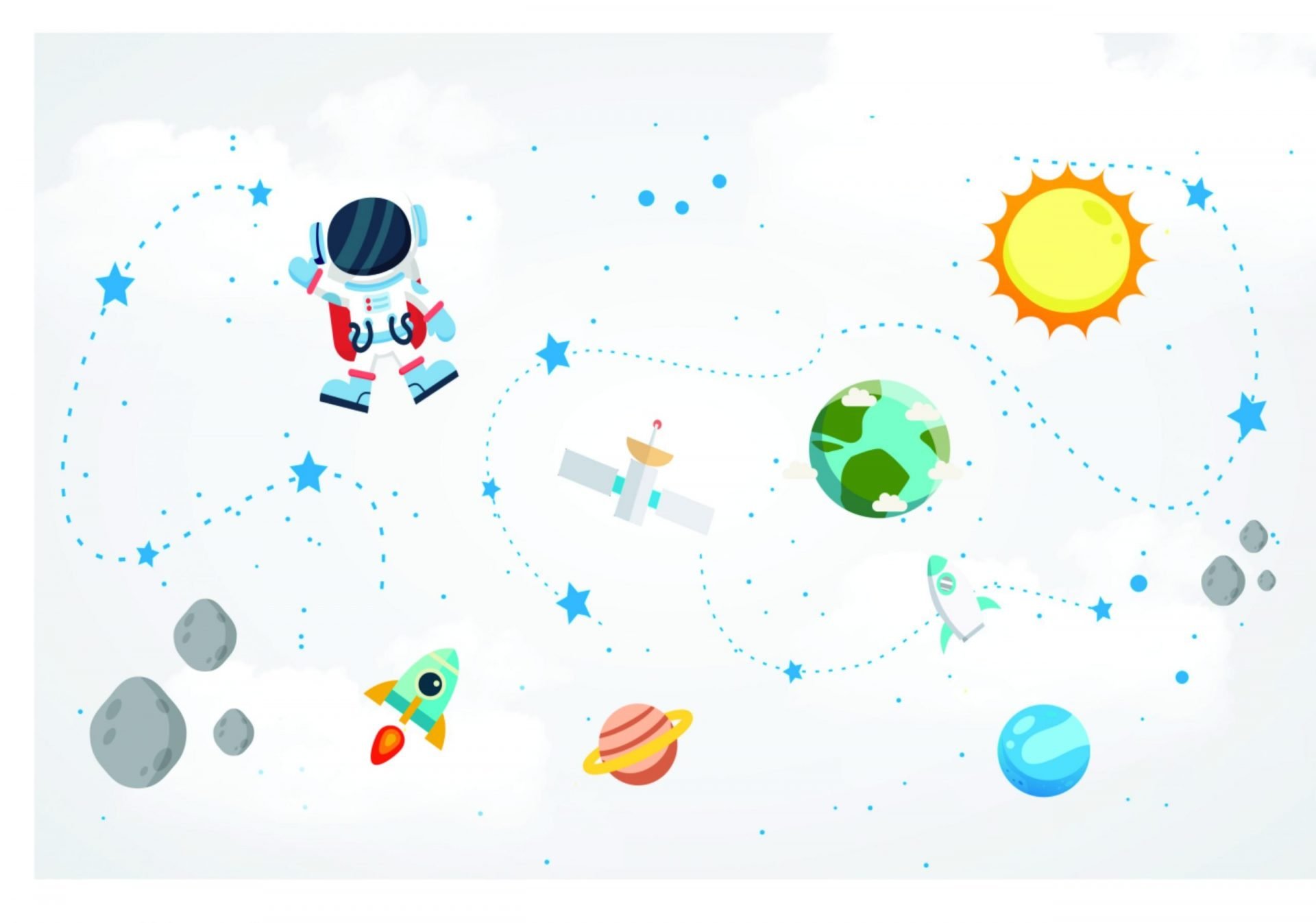 PAPEL DE PAREDE ASTRONALTA CEU CINZA COM NUVENS