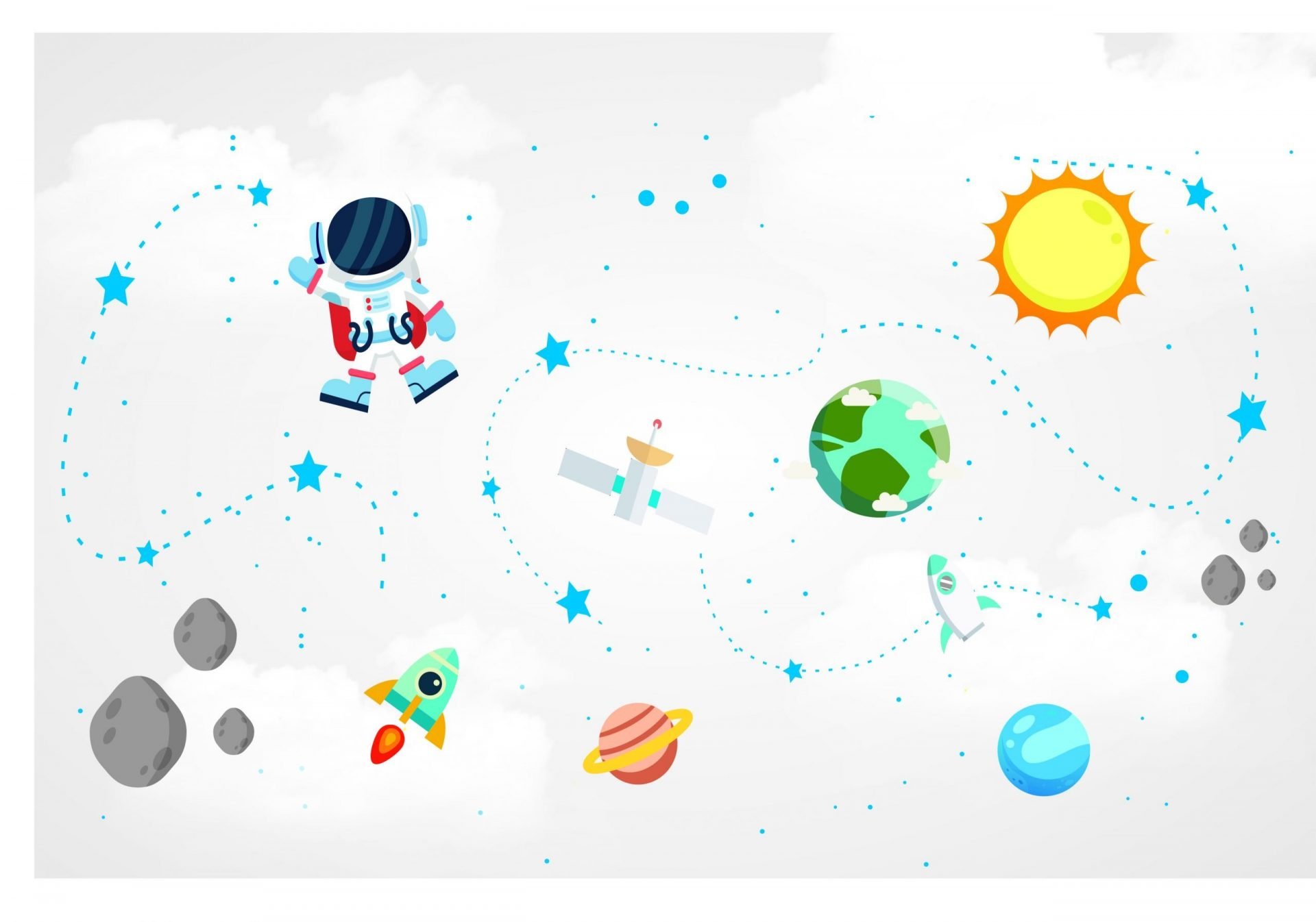 PAPEL DE PAREDE ASTRONALTA CEU CINZA COM NUVENS
