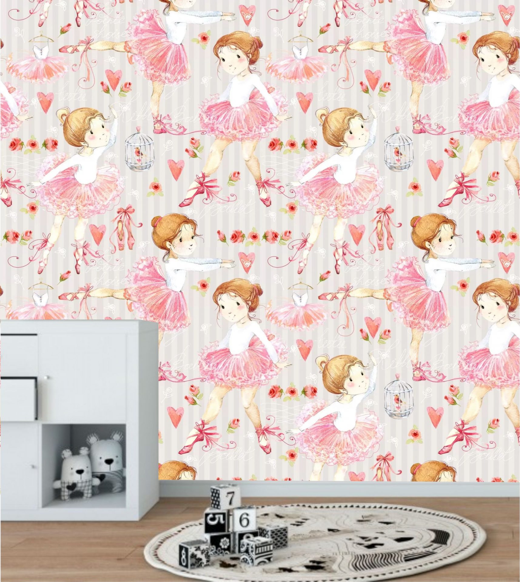 PAPEL DE PAREDE BAILARINHA VINTAGE AQUARELA