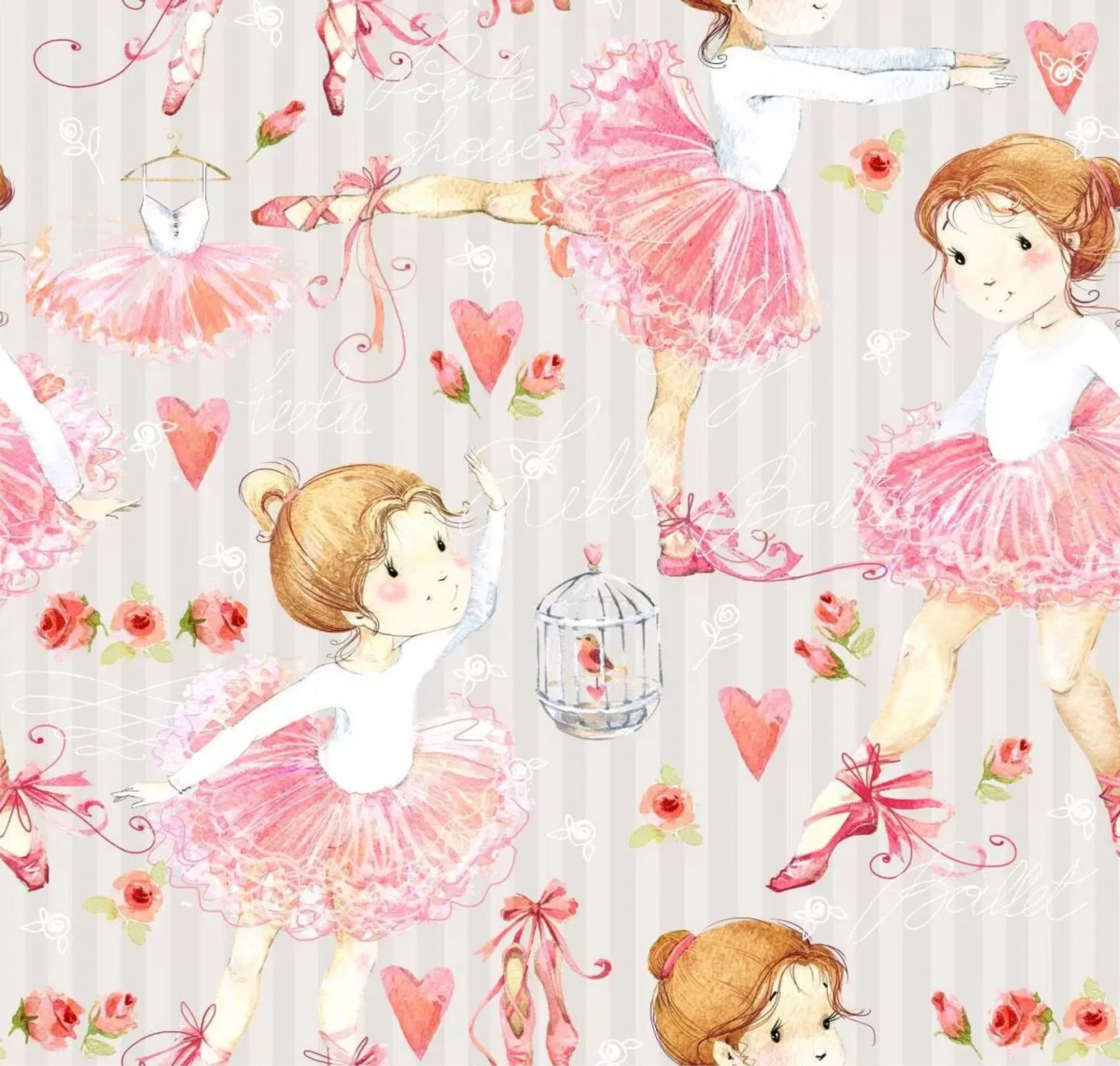 PAPEL DE PAREDE BAILARINHA VINTAGE AQUARELA