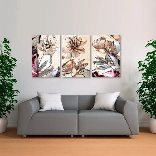 QUADROS FLORES VINTAGE ABSTRATO