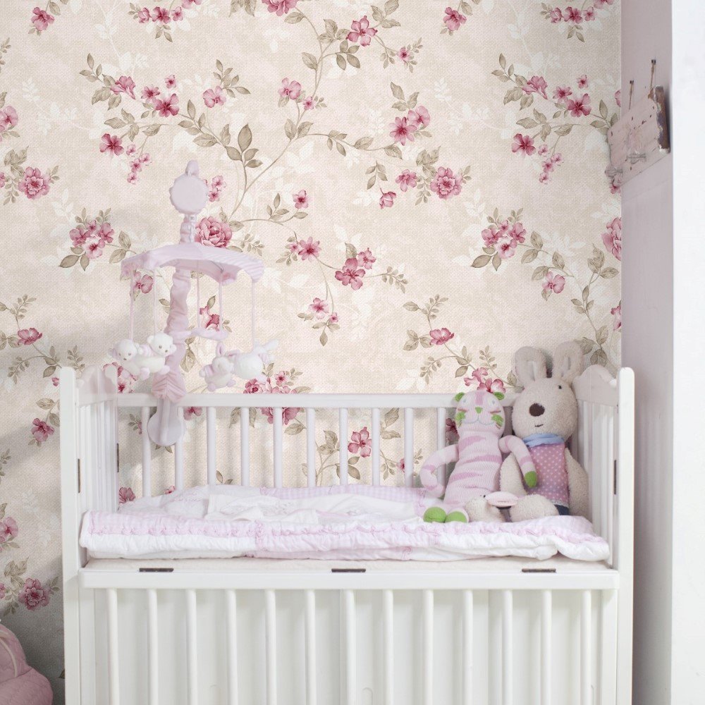 PAPEL PAREDE FLORAL VINTAGE FLORES