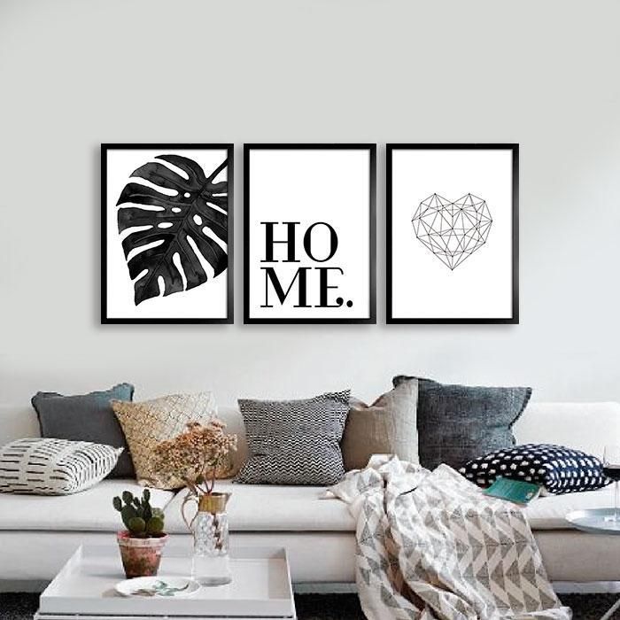 QUADRO HOME PRETO E BRANCO CORAÇÃO
