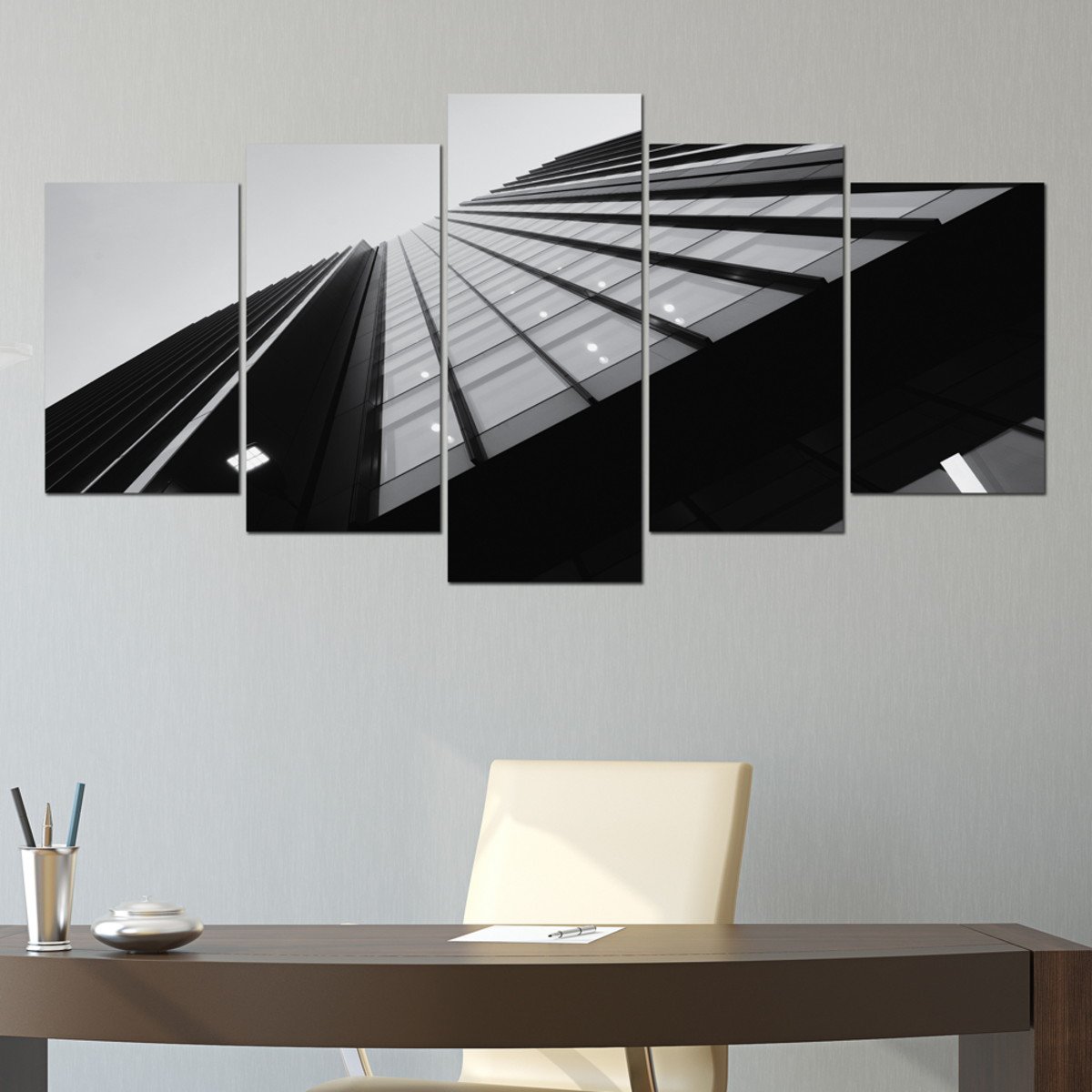 QUADROS PREDIO MODERNO PRETO E BRANCO - 150 X 80