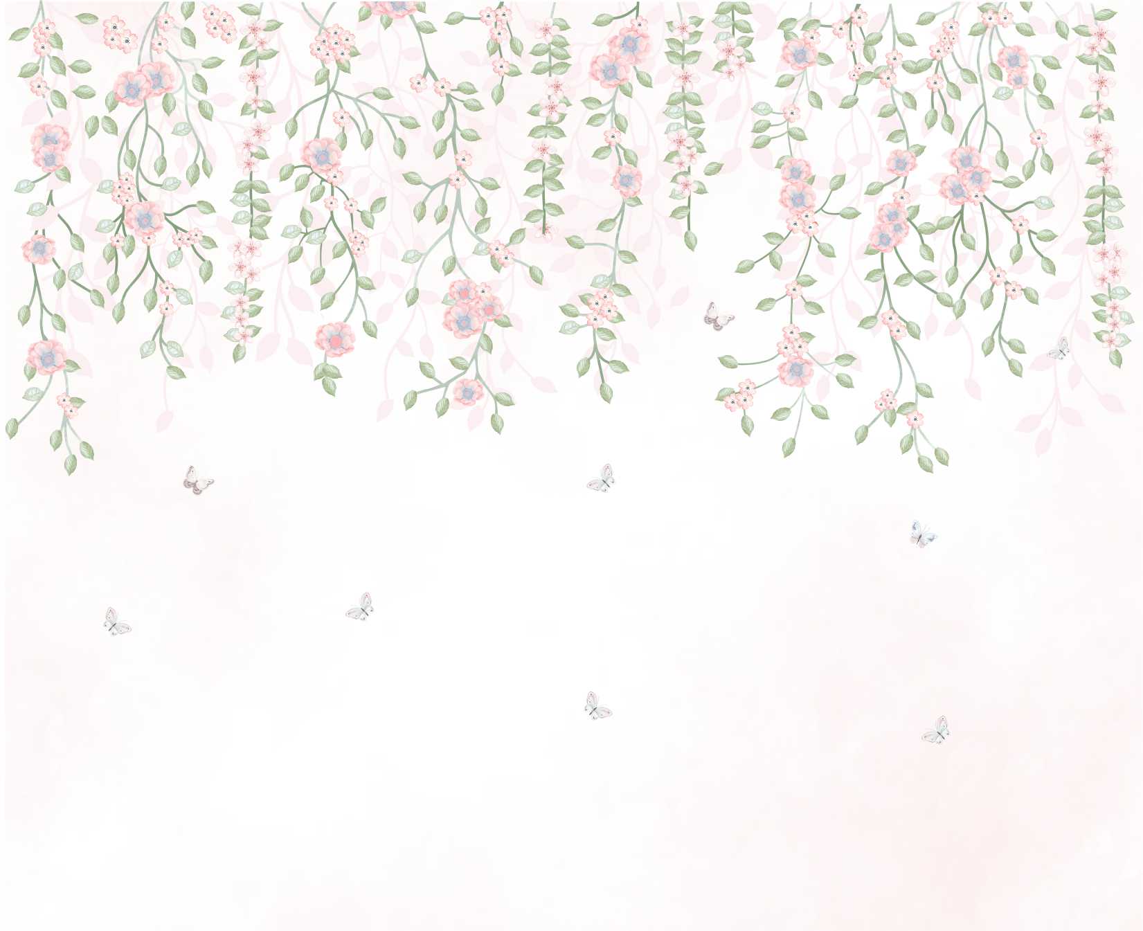 PAPEL DE PAREDE FLORES DE CIMA SAINDO DO TETO AQUARELA