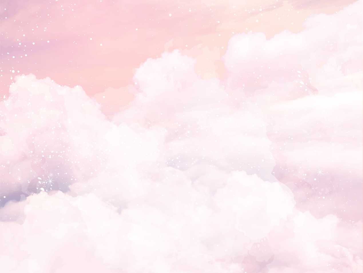 PAPEL DE PAREDE NUVENS AQUARELA TONS DE ROSA