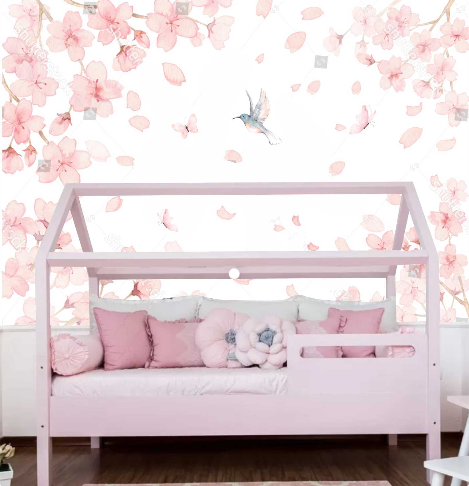 PAPEL DE PAREDE FLORES FOLHAGEM AQUARELA