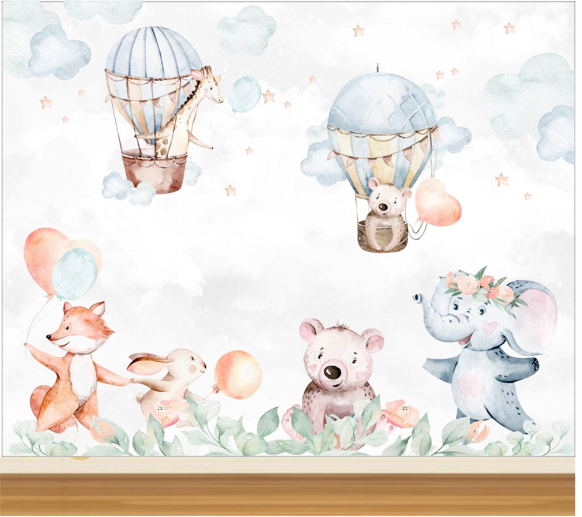 PAPEL DE PAREDE ANIMAIS AQUARELA