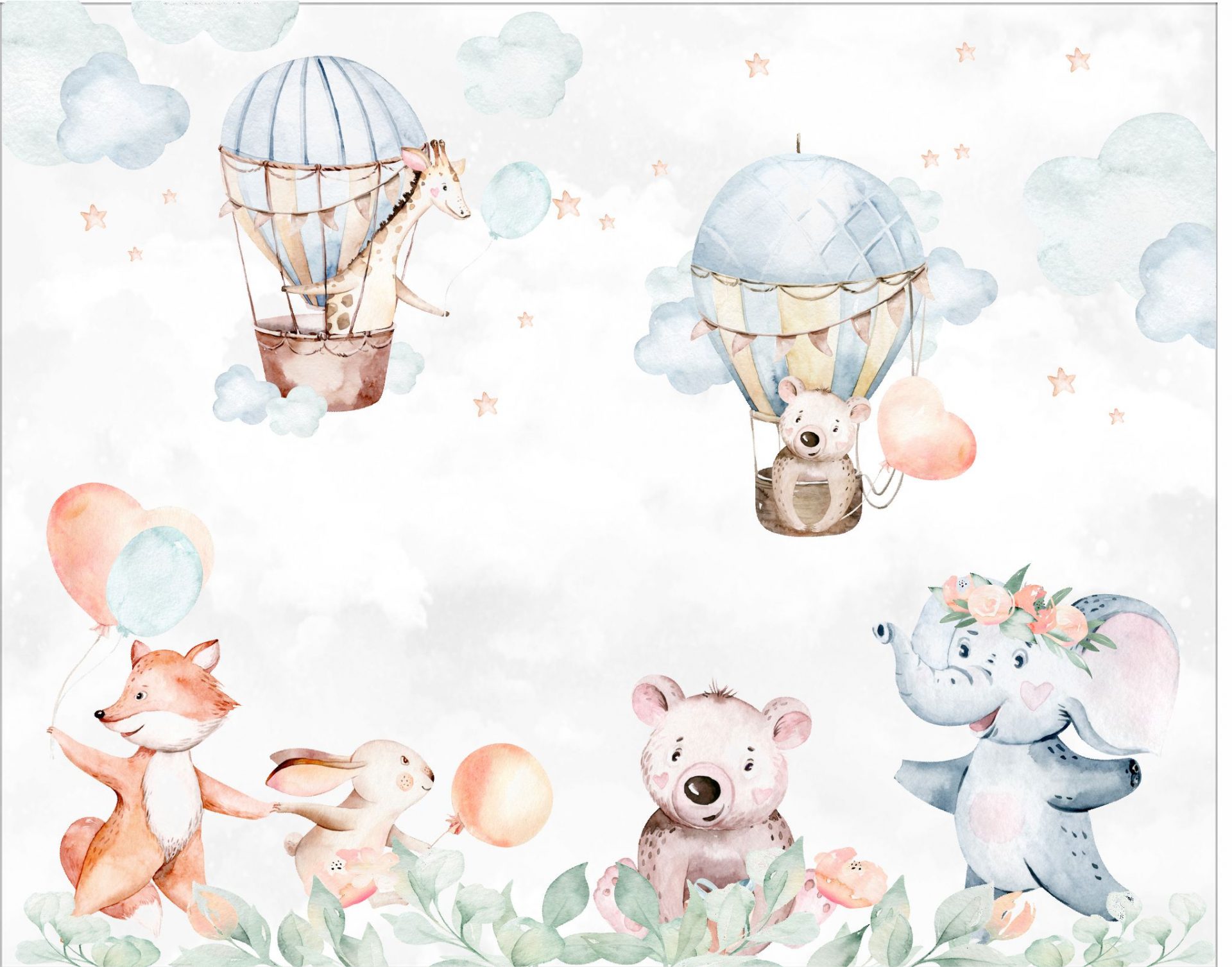 PAPEL DE PAREDE ANIMAIS AQUARELA
