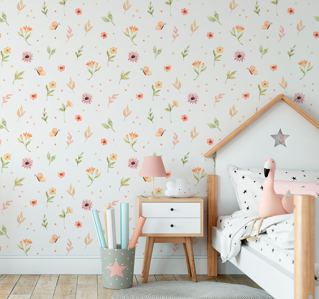 PAPEL DE PAREDE FLORES AQUARELA