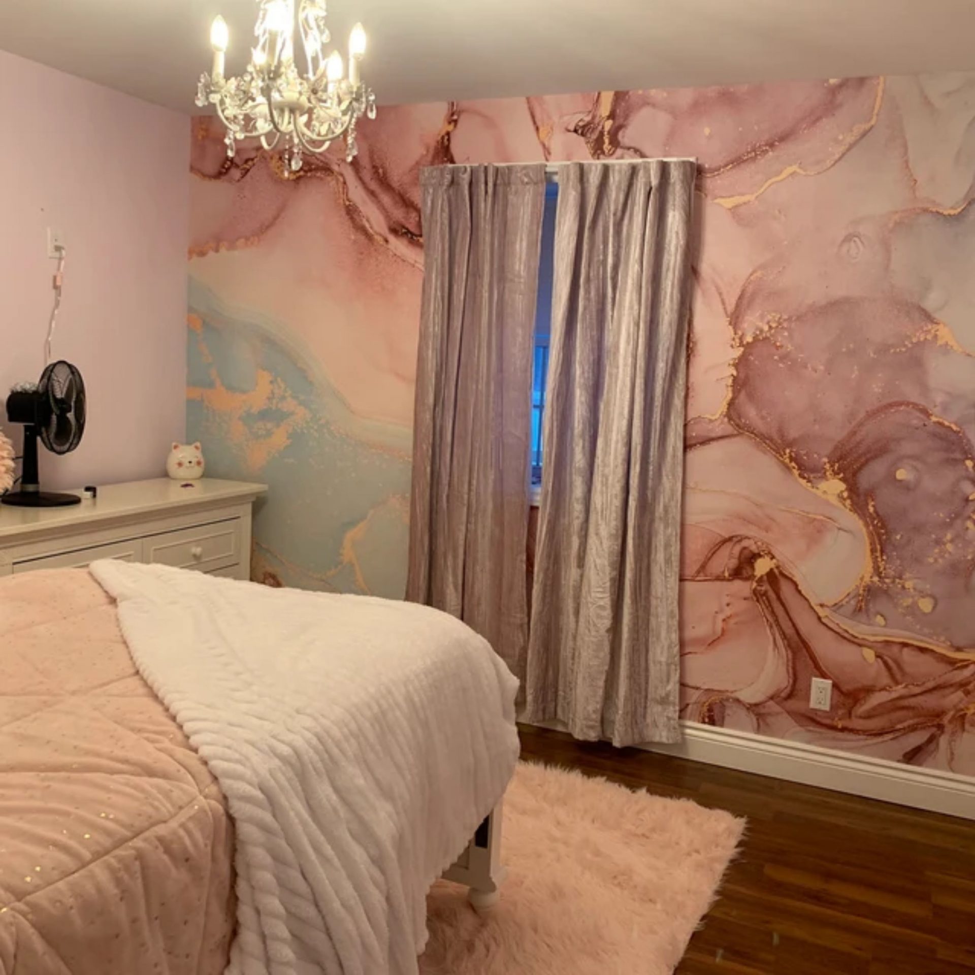 PAPEL DE PAREDE LAVAVEL EFEITO MARMORE ROSE GOLD