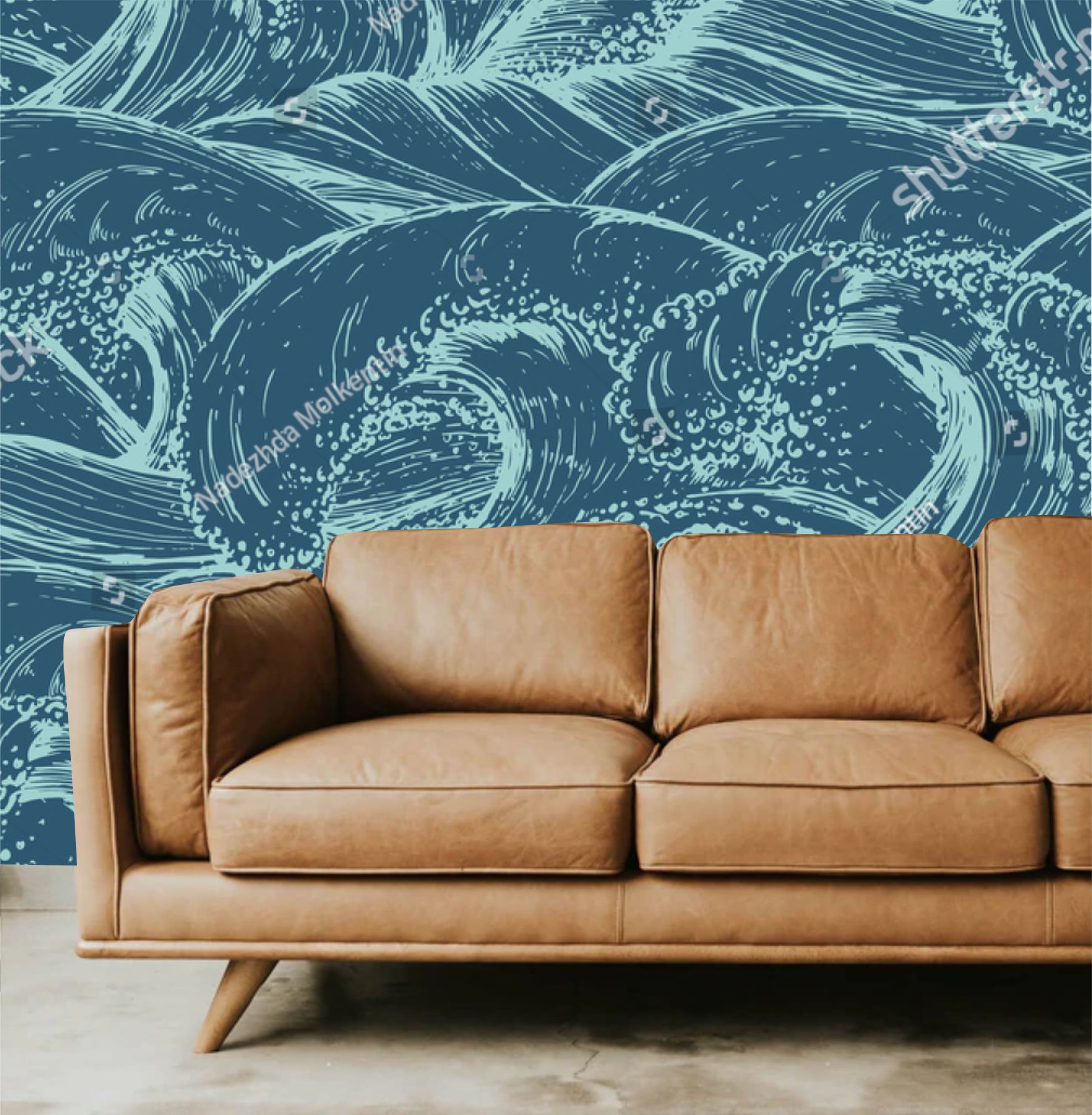 PAPEL DE PAREDE ONDAS SURF ABSTRATA