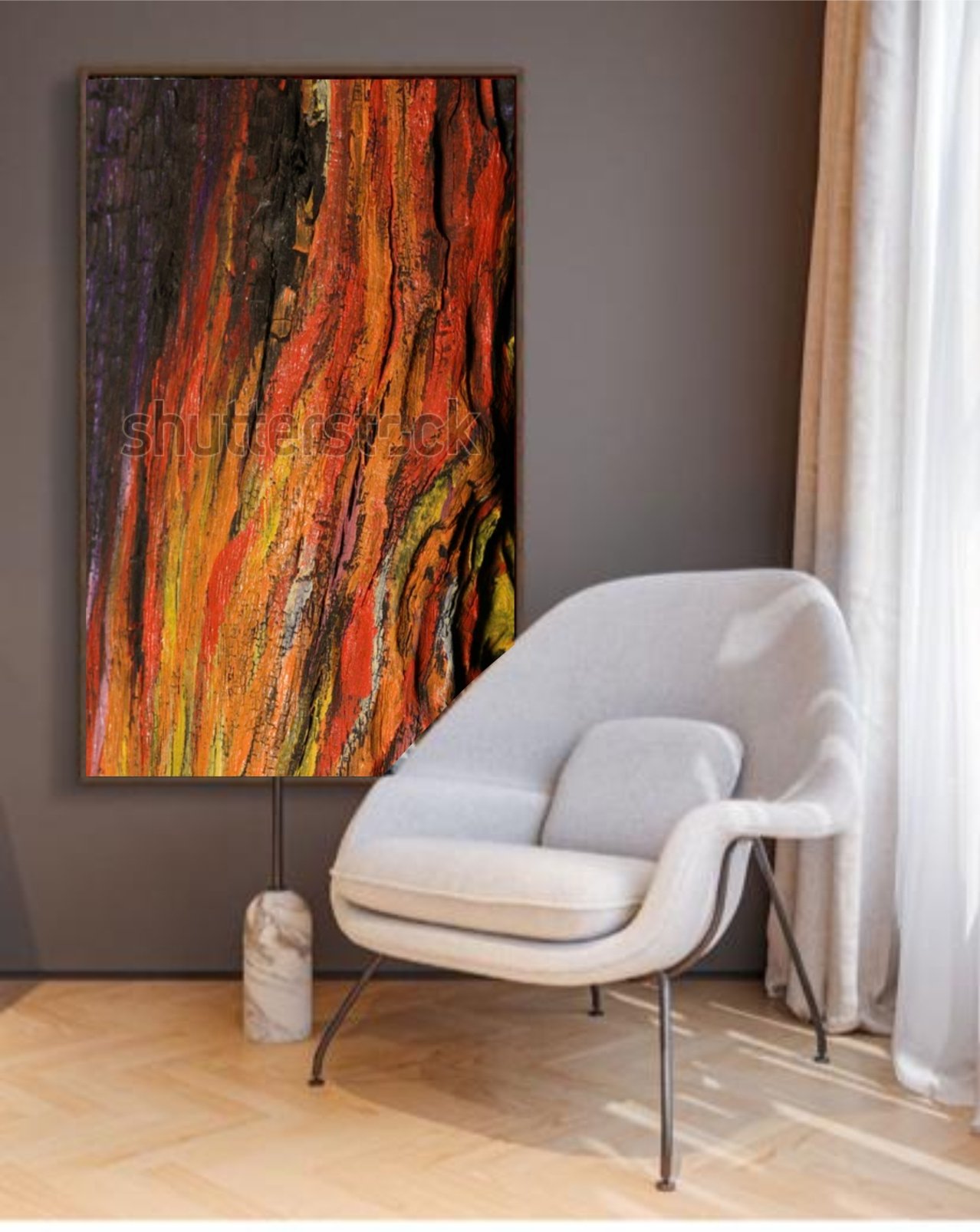 QUADRO CANVAS TRONCO DE ARVORE ABSTRATO PINTURA