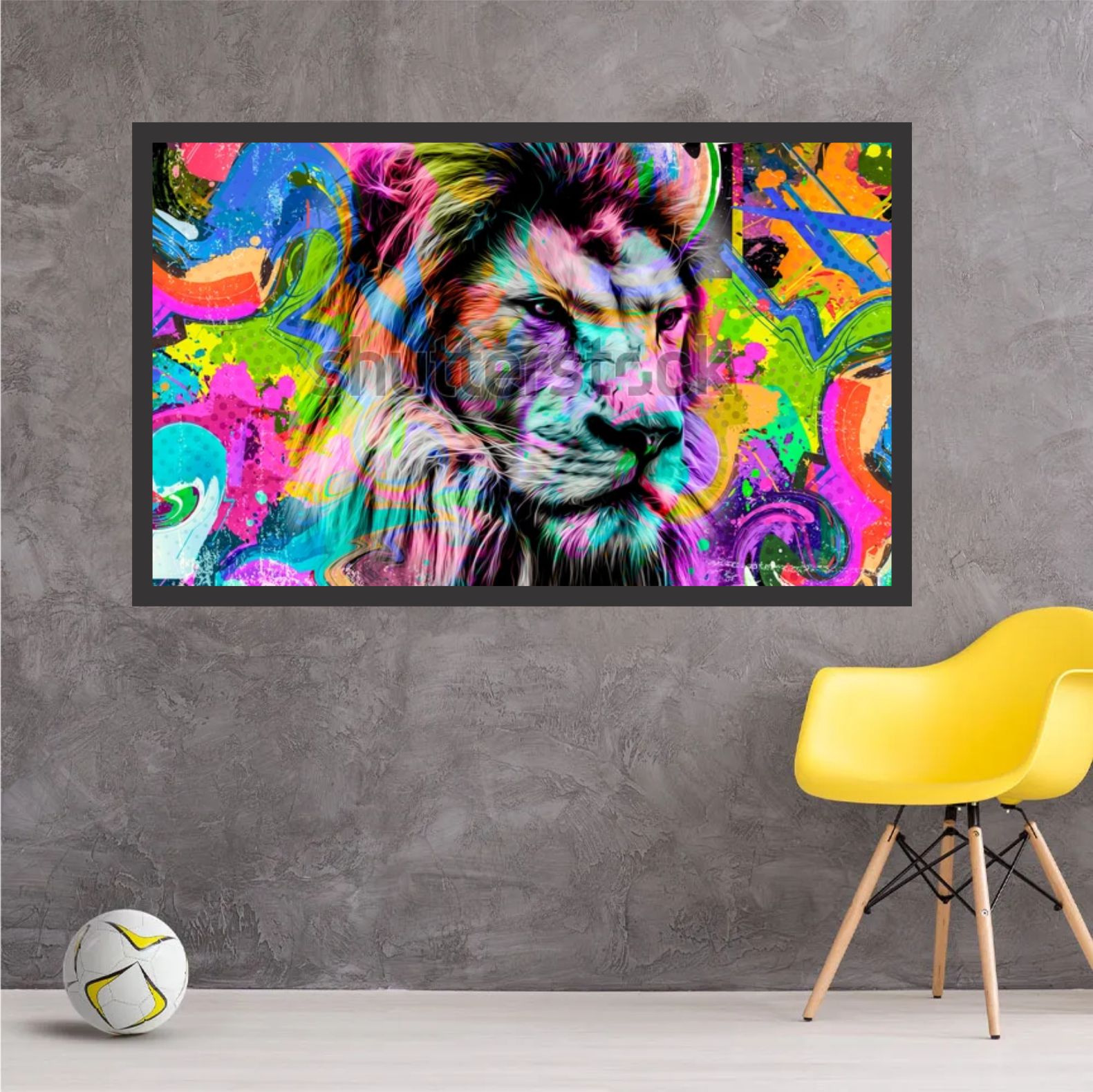 QUADRO EM CANVAS LEÃO COLORIDO