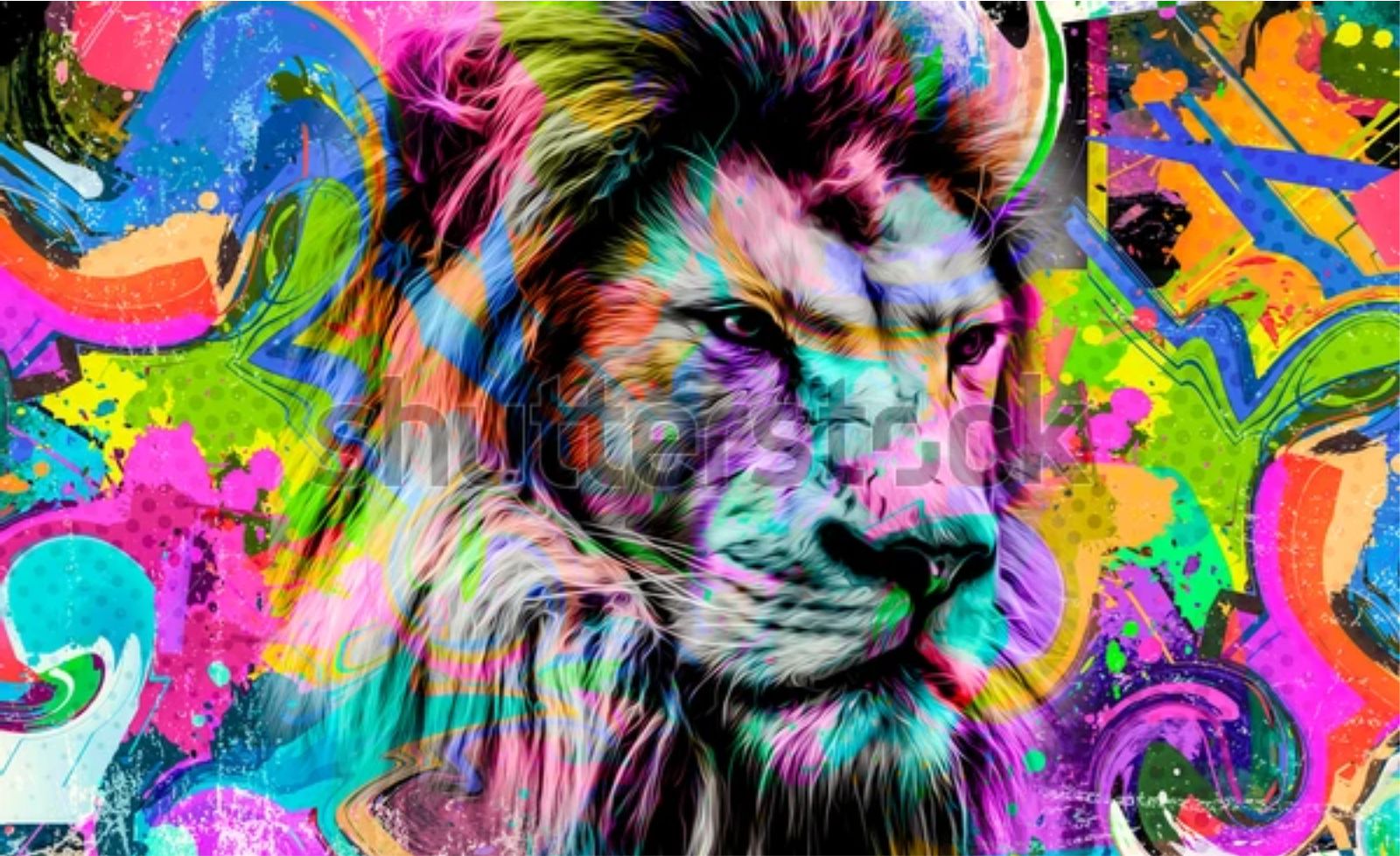 QUADRO EM CANVAS LEÃO COLORIDO