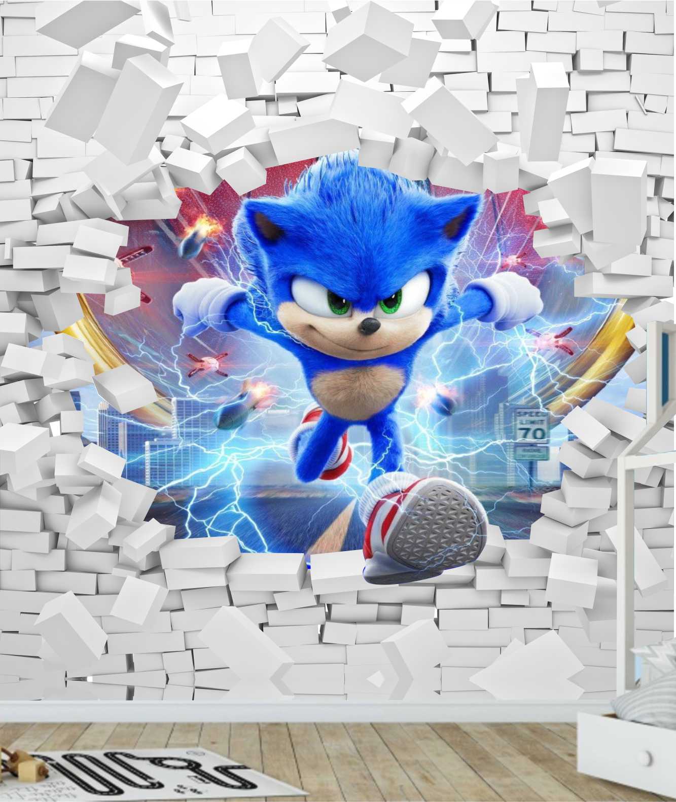 PAPEL DE PAREDE SONIC 3D - PAREDE TIJOLO QUEBRADO - Arquiprojeto